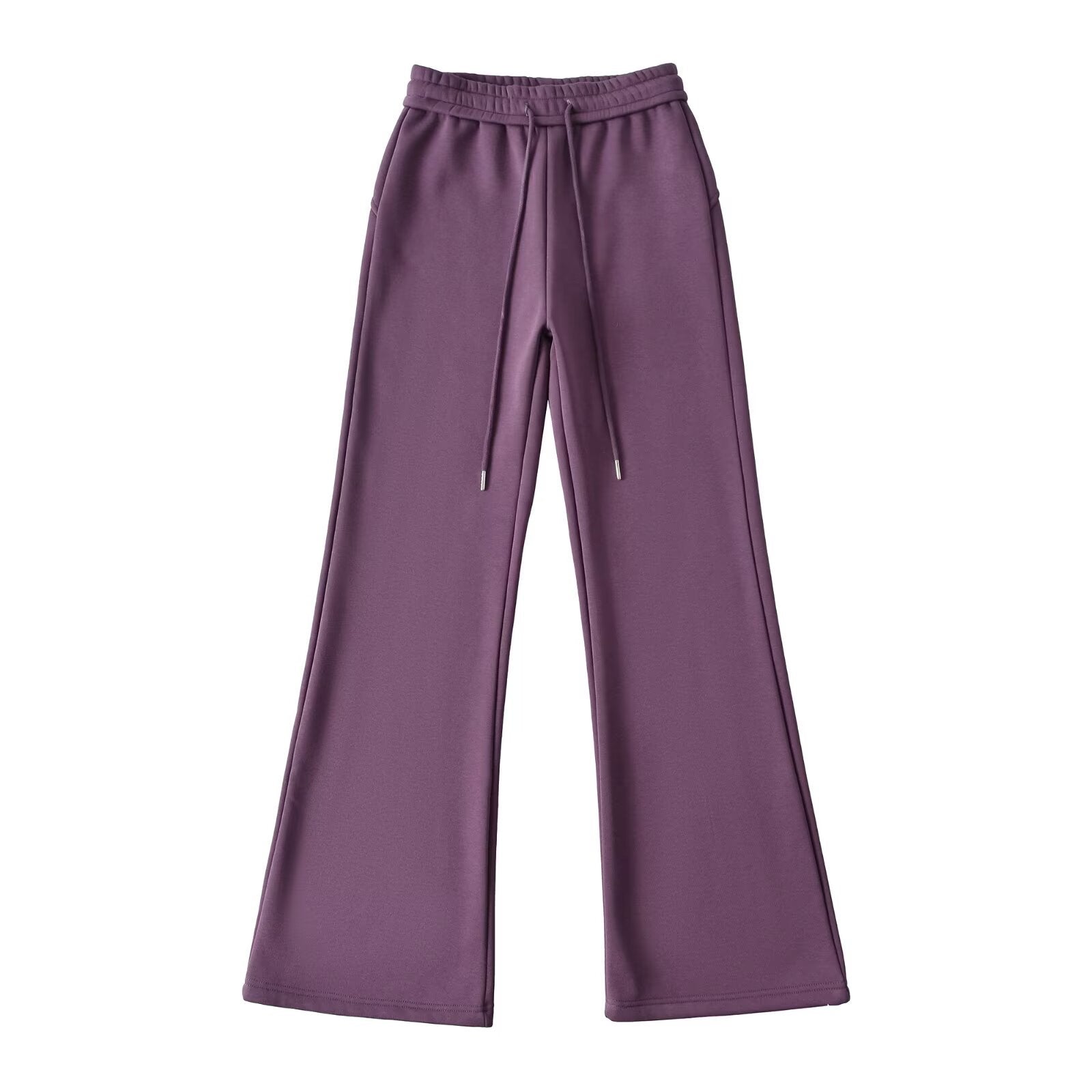 Drawstring elastic waistband with plush wide leg slightly flared pants