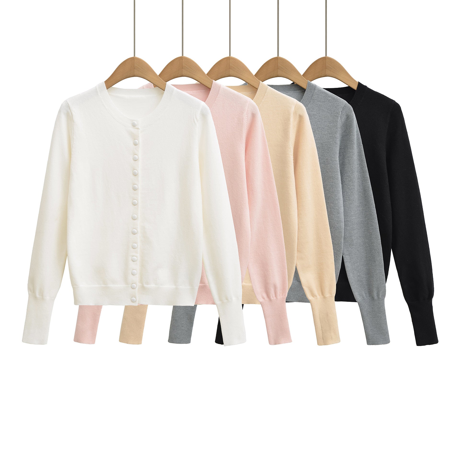 Round neck long sleeved single breasted loose top