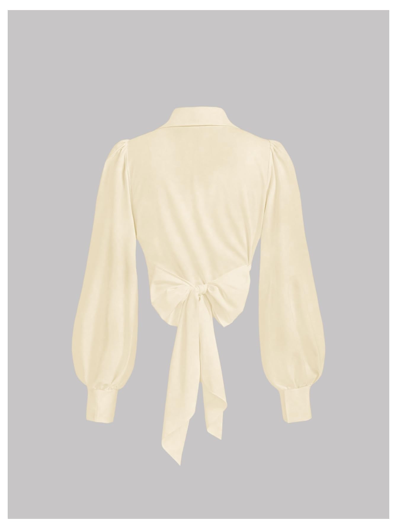 SweatyRocks Women's Button up Collar Cropped Shirt Long Sleeve Self Wrap Crop Top Blouse