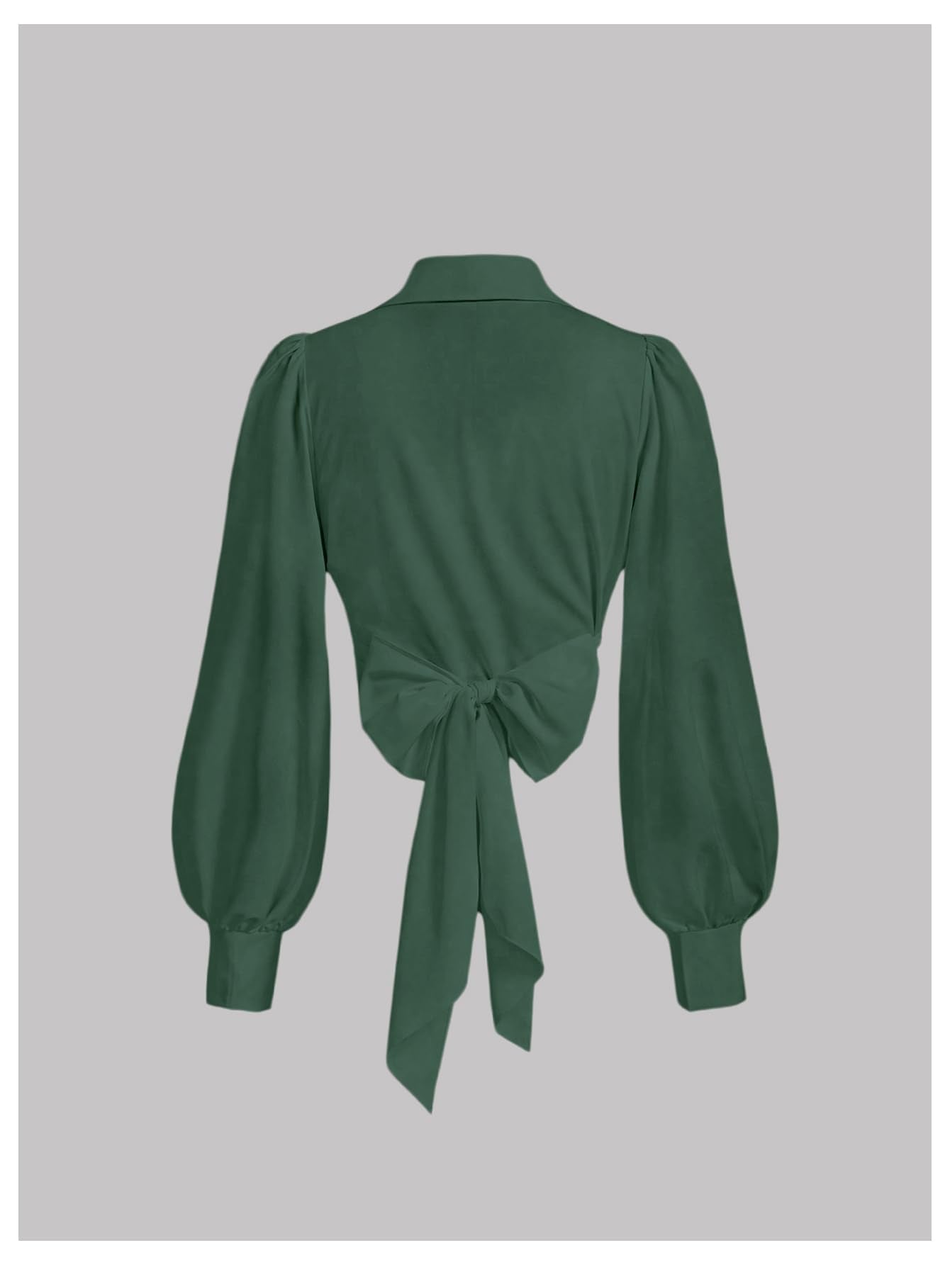 SweatyRocks Women's Button up Collar Cropped Shirt Long Sleeve Self Wrap Crop Top Blouse