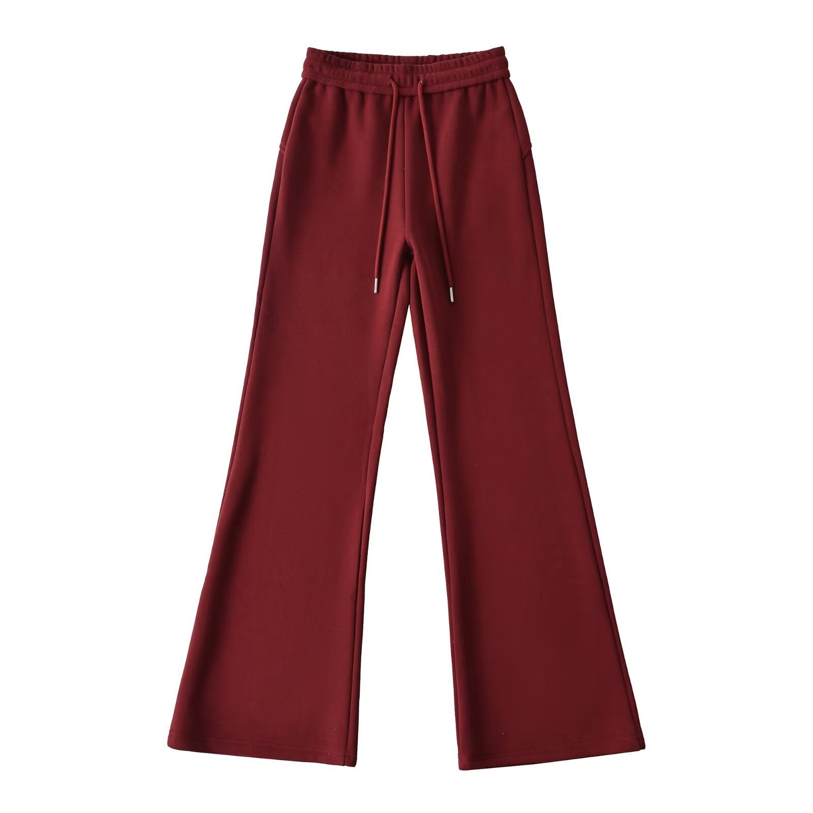 Drawstring elastic waistband with plush wide leg slightly flared pants