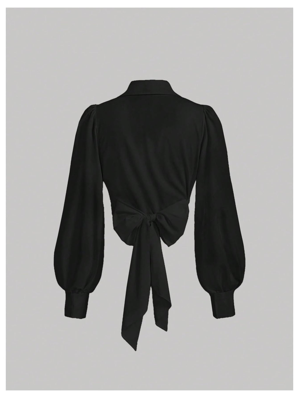 SweatyRocks Women's Button up Collar Cropped Shirt Long Sleeve Self Wrap Crop Top Blouse