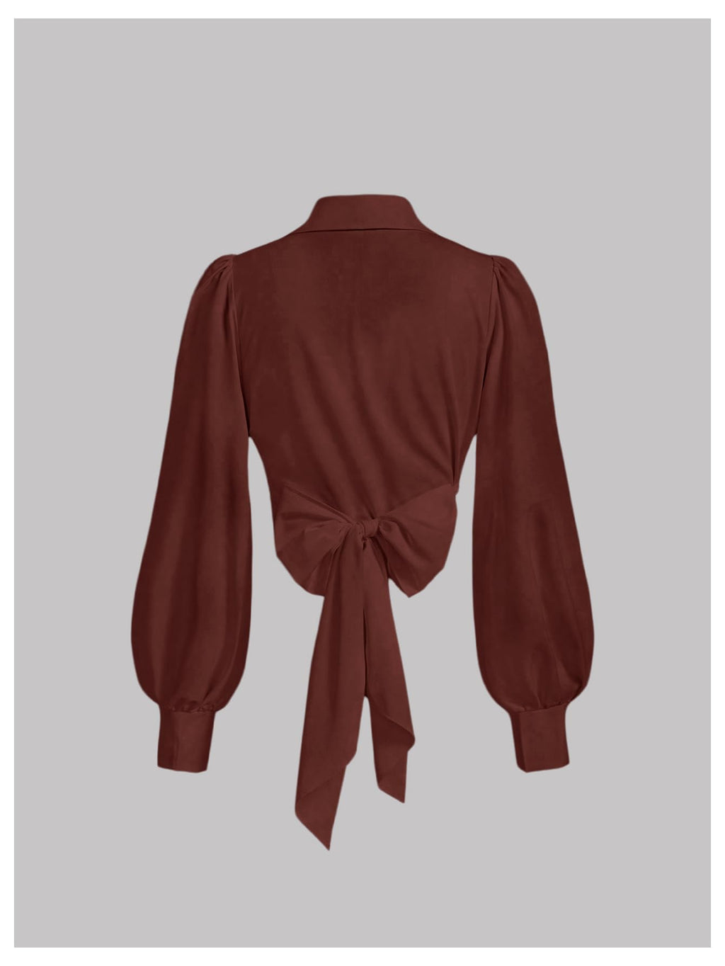 SweatyRocks Women's Button up Collar Cropped Shirt Long Sleeve Self Wrap Crop Top Blouse