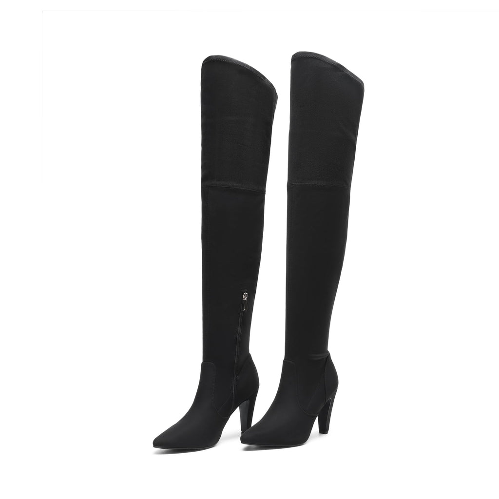 DREAM PAIRS Women's Thigh High Boots Over The Knee Heels Long Sexy Pointed Toe Boots