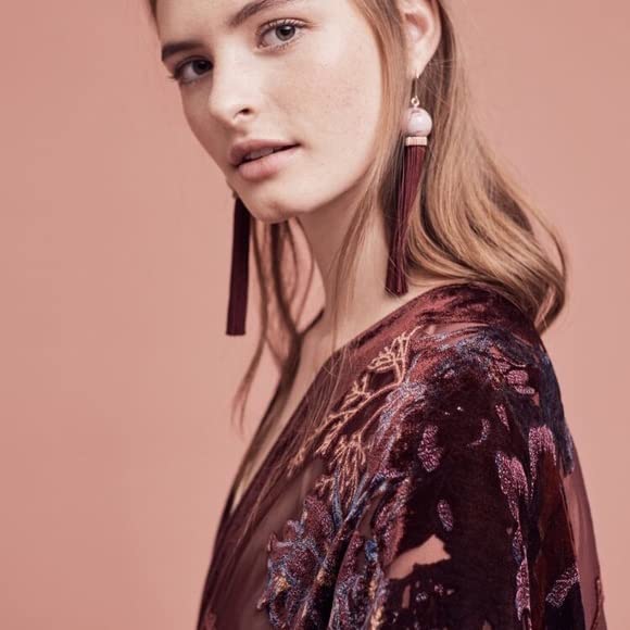 Women's Burnout Velvet Kimono Long Cardigan Cover Up Casual Outfit