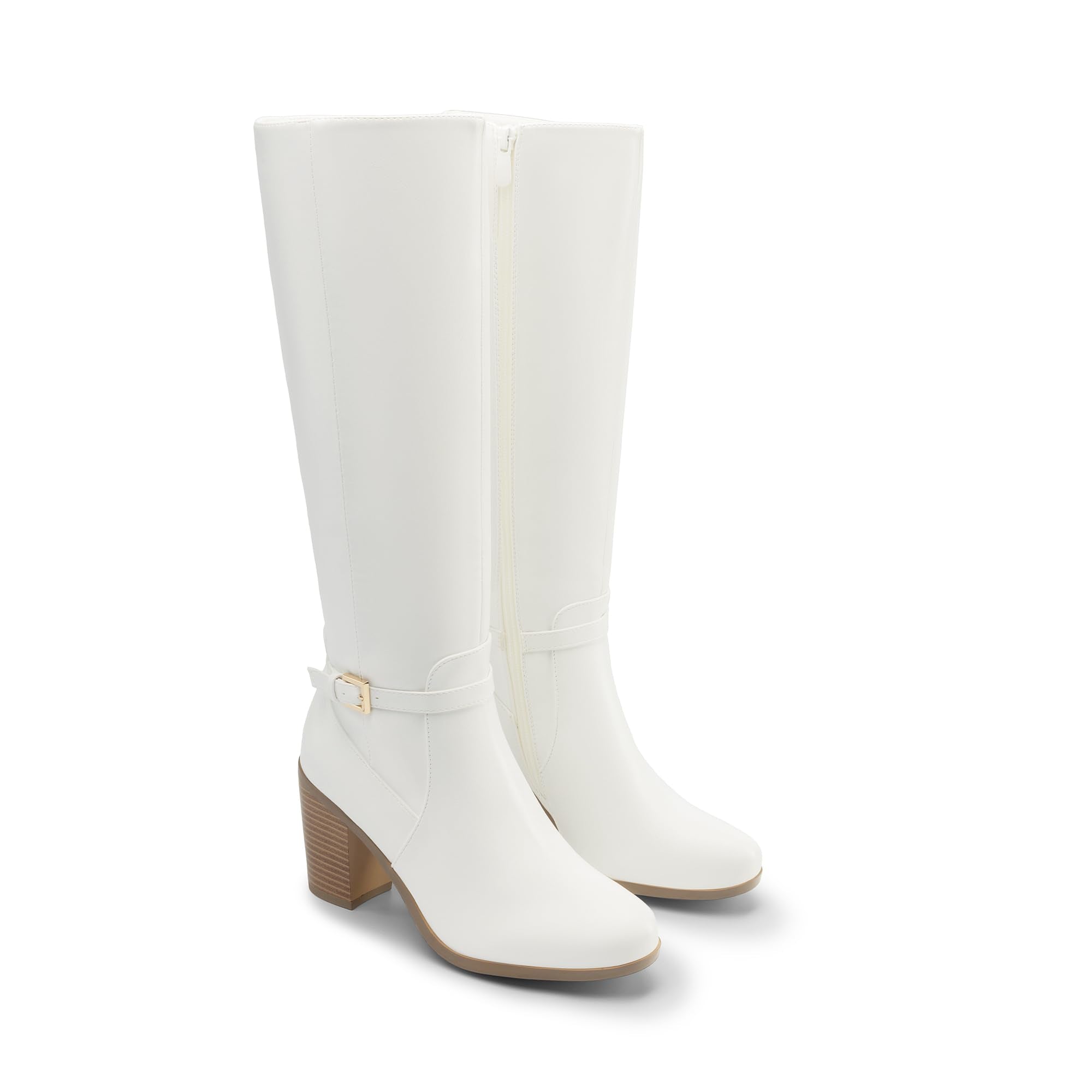 DREAM PAIRS Women's Knee-High Boots Comfortable Chunky Block Heel Side Zipper