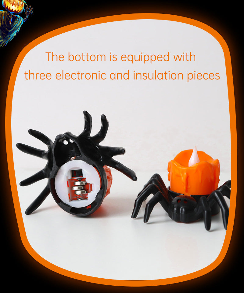 Halloween Pumpkin Lantern Atmosphere Decoration Props LED Electronic Candle Lamp Luminous Spider Night Lamp Decoration