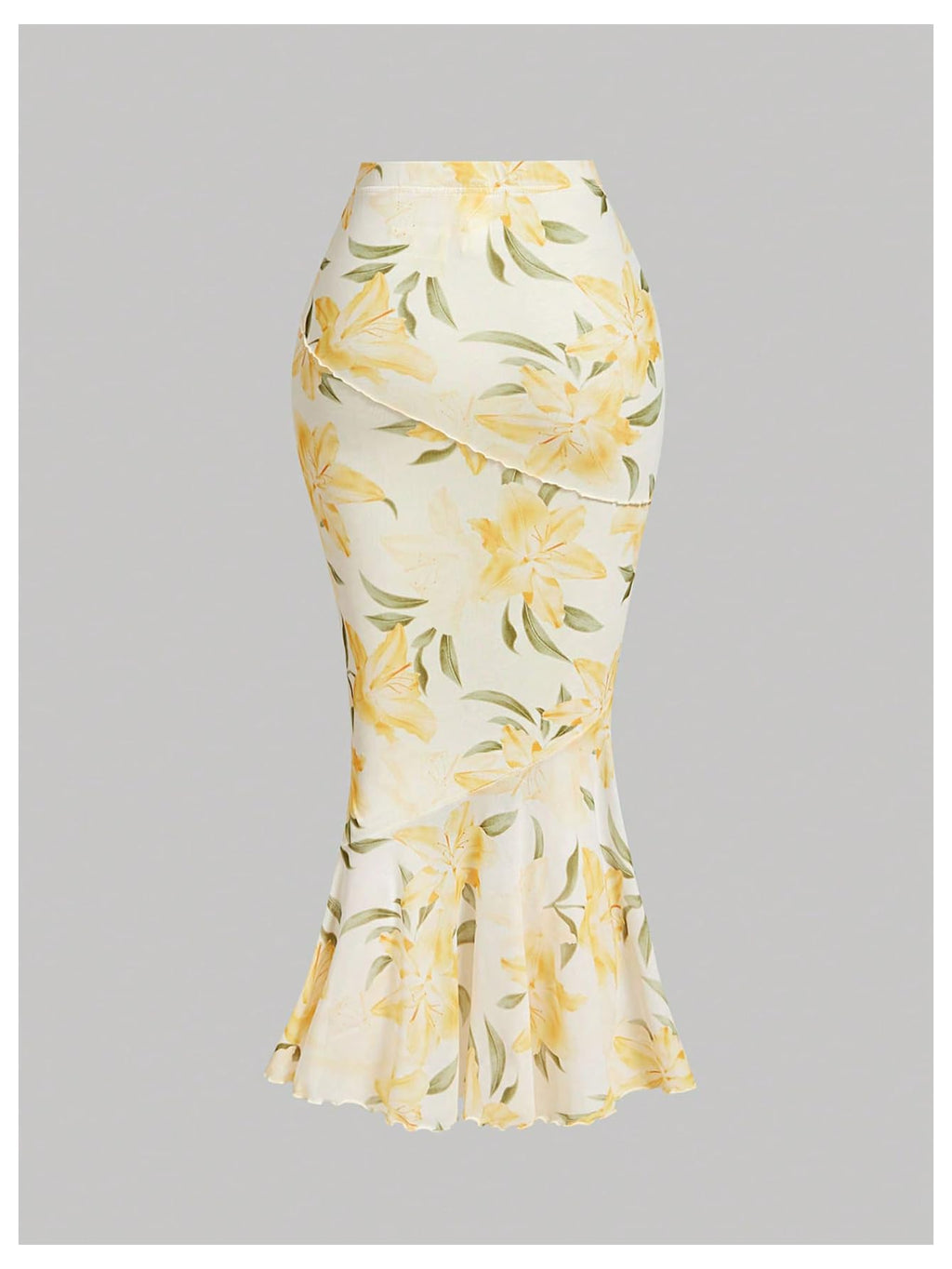 Milumia Women's Summer Floral Long Skirt High Waisted Fishtail Bodycon Maxi Skirts