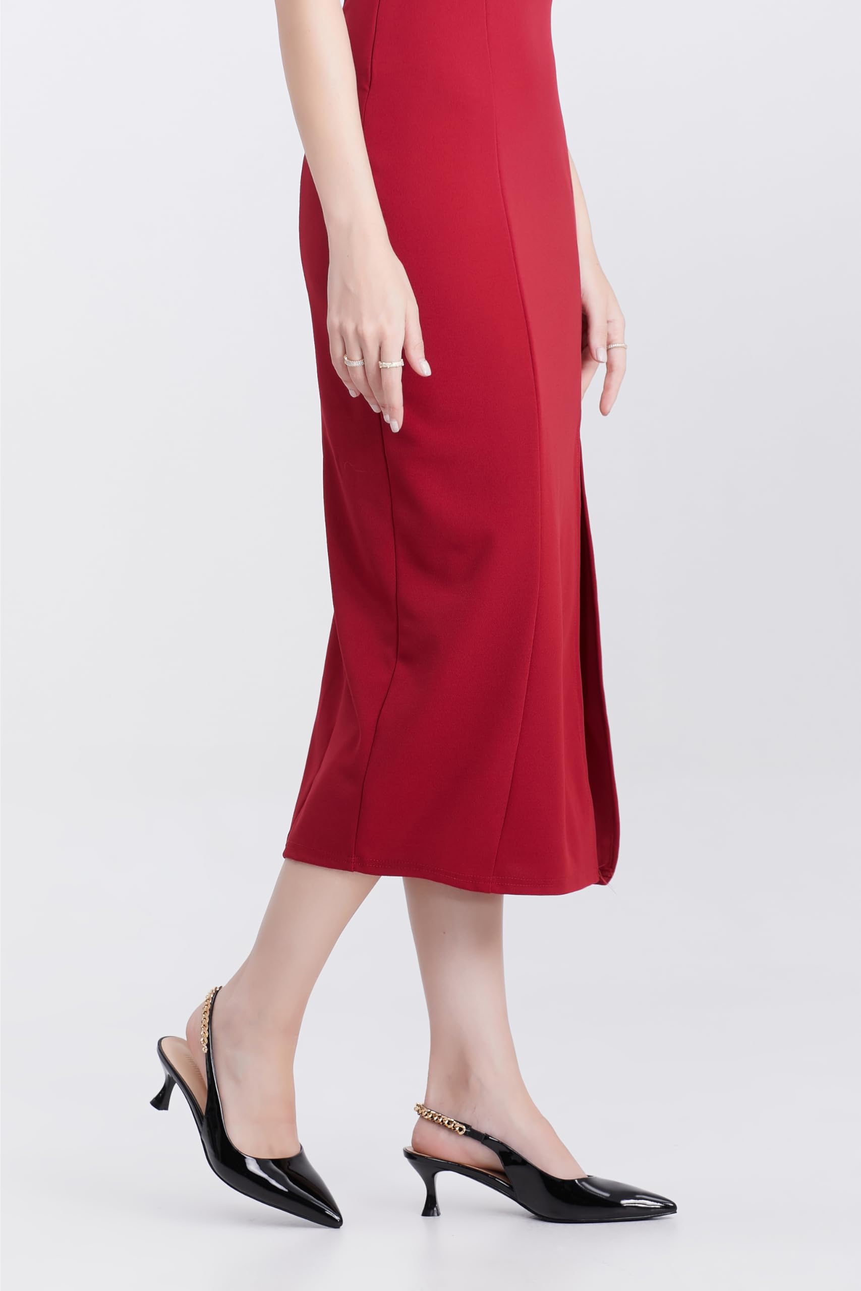 iiimmu Women's Stiletto Heels Closed Pointed Toe 4 in Heels for Women Patent Leather Pumps with Chain Wedding Party Dress Prom Heels Slingback Pumps