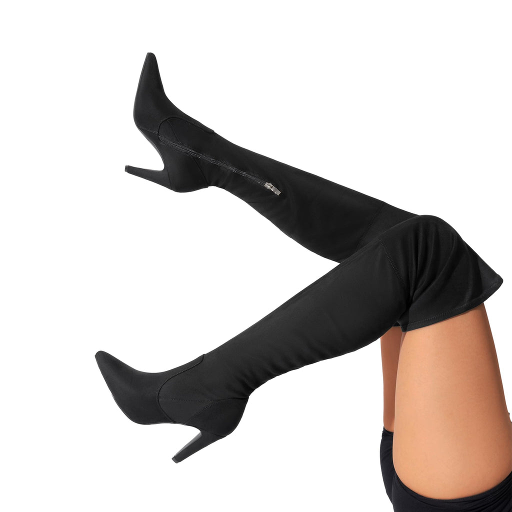 DREAM PAIRS Women's Thigh High Boots Over The Knee Heels Long Sexy Pointed Toe Boots