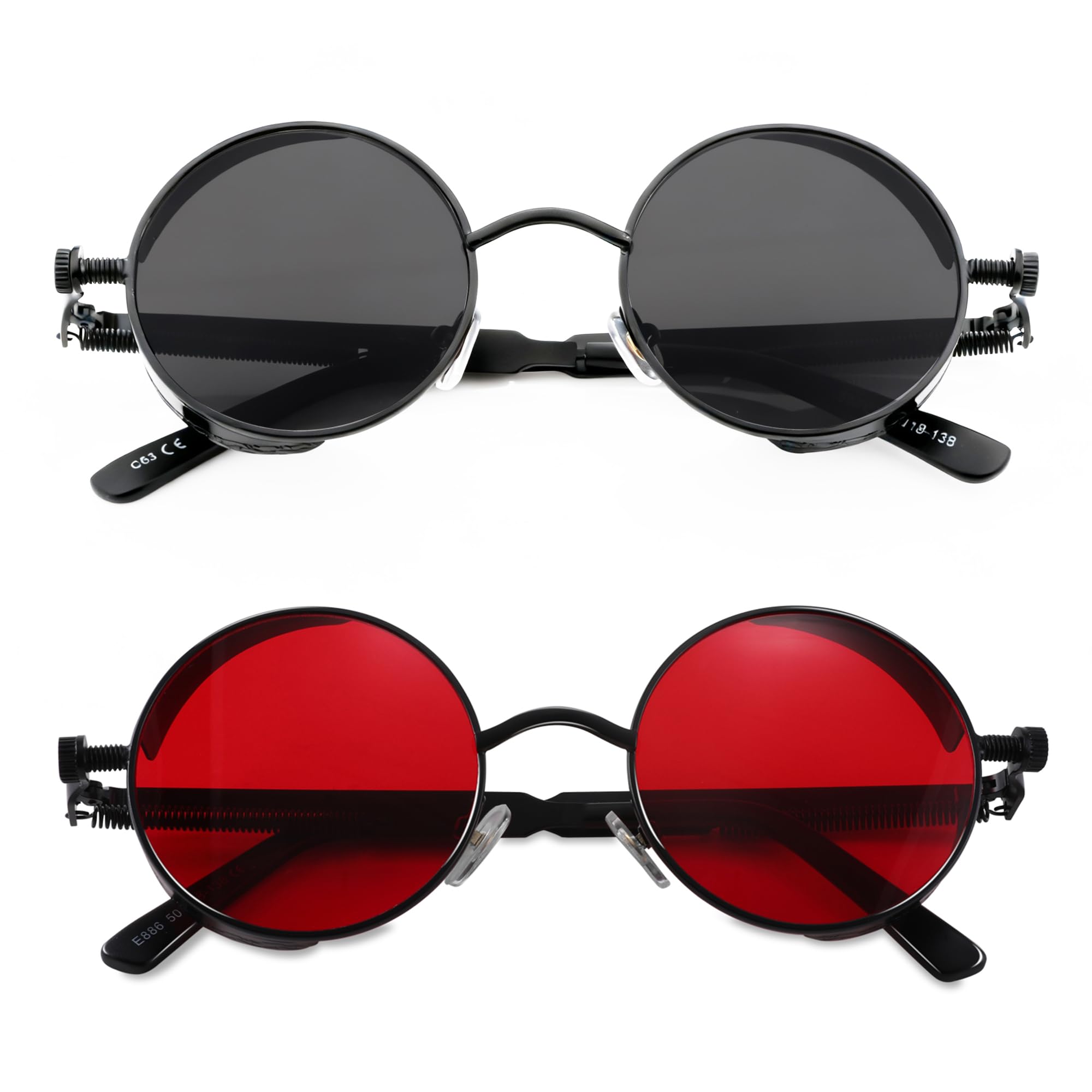 FEISEDY Retro Gothic Steampunk Sunglasses Round Metal Frame Punk Circle Inspired Shade Men B1857