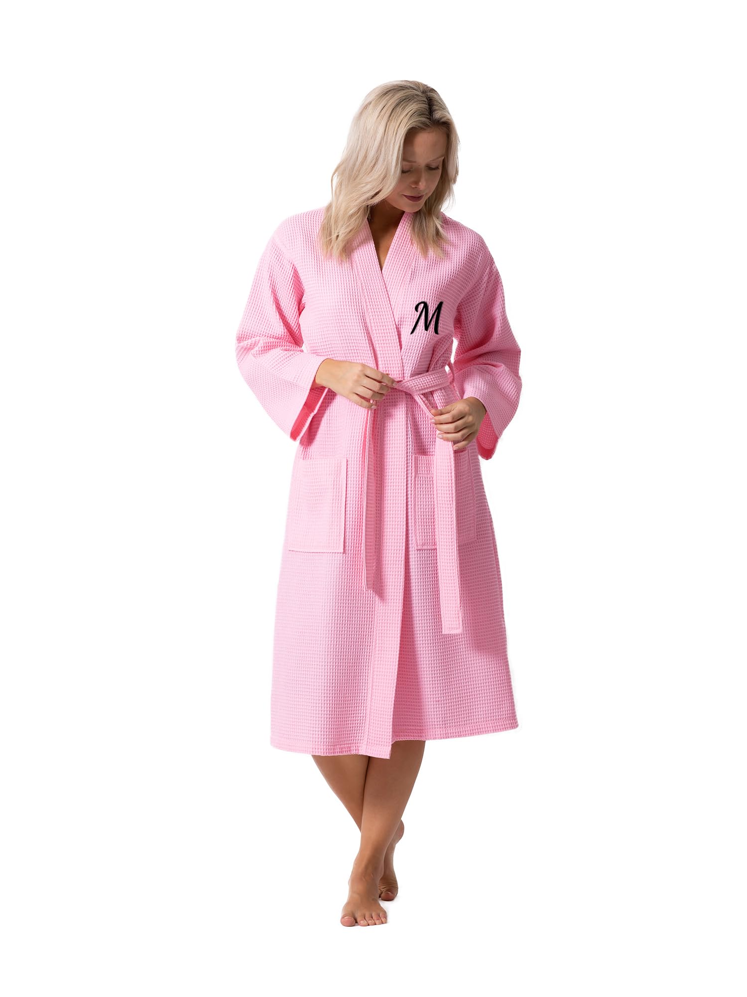 Turkish Linen Waffle Knit Lightweight Kimono Spa & Bath Robes for Women - Quick Dry - Soft