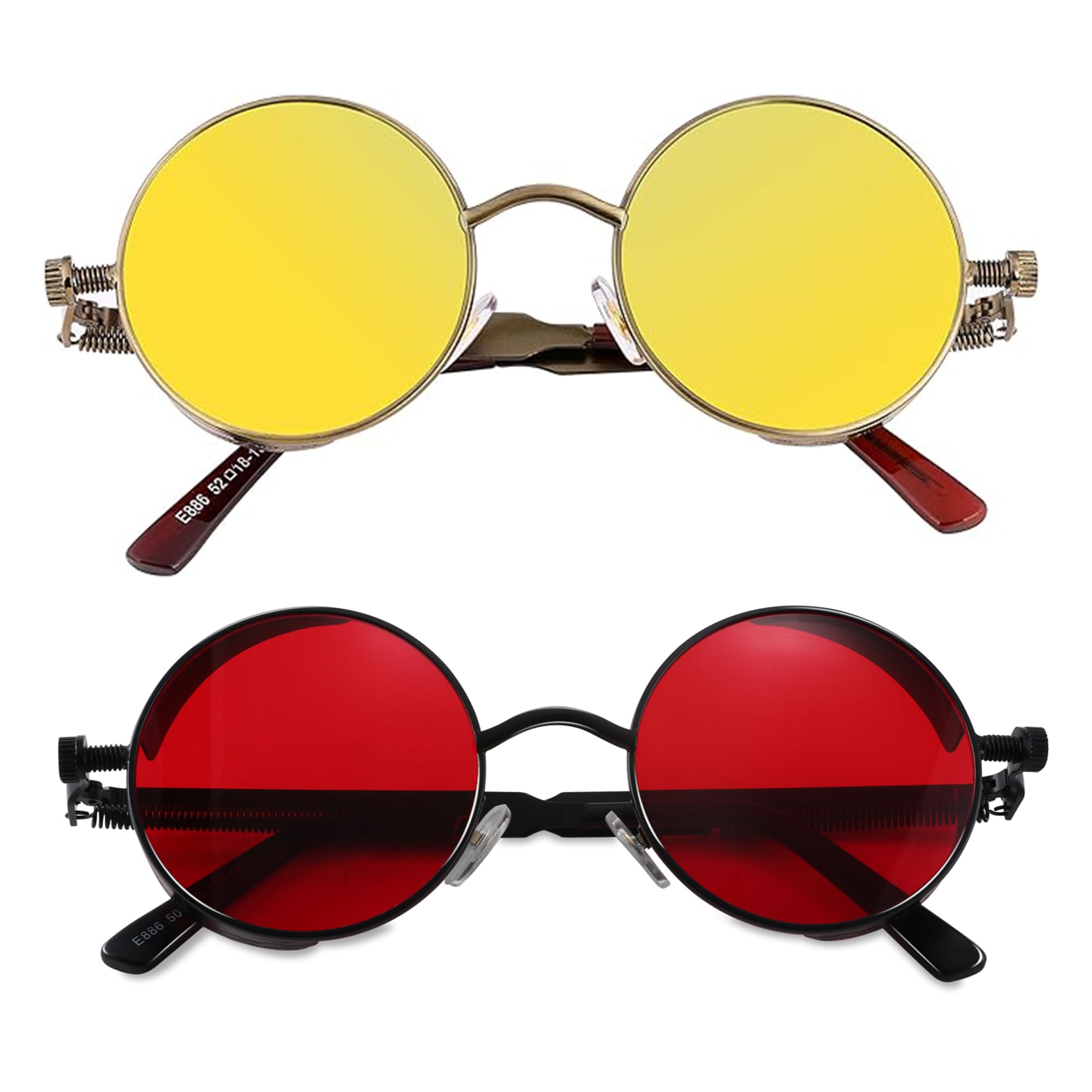 FEISEDY Retro Gothic Steampunk Sunglasses Round Metal Frame Punk Circle Inspired Shade Men B1857