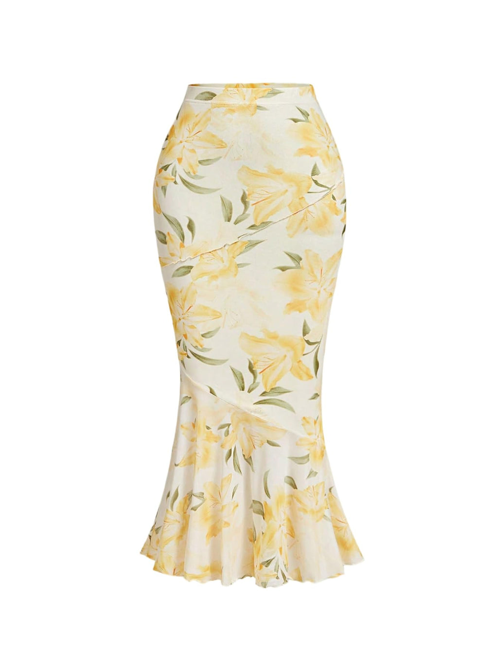 Milumia Women's Summer Floral Long Skirt High Waisted Fishtail Bodycon Maxi Skirts