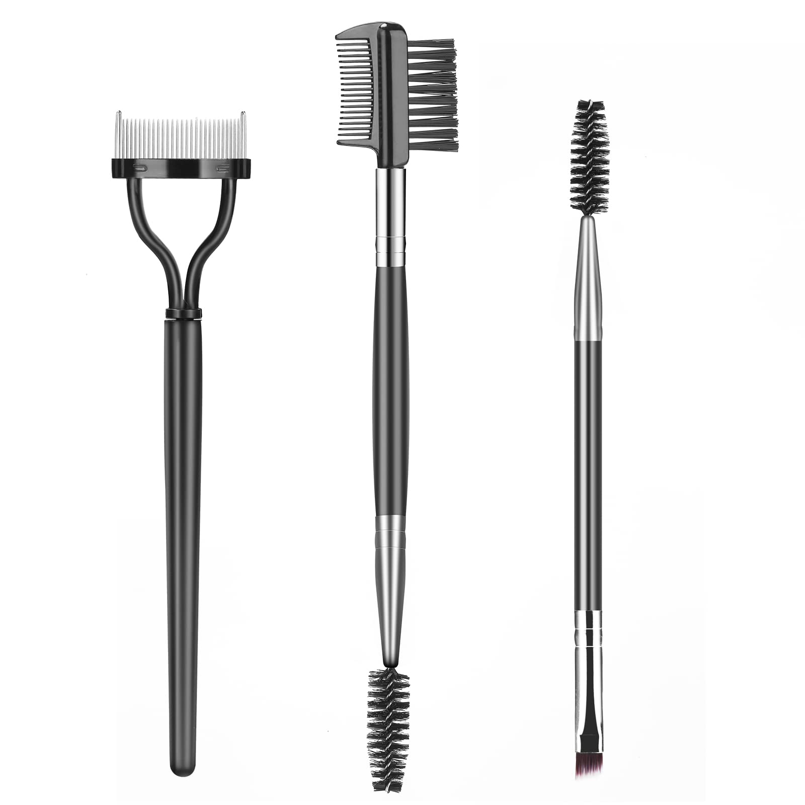 Eyelash Comb Lash Separator Tool Brow Brush & Lash Spoolie Professional Eye Makeup Tools (4 Pieces Set)