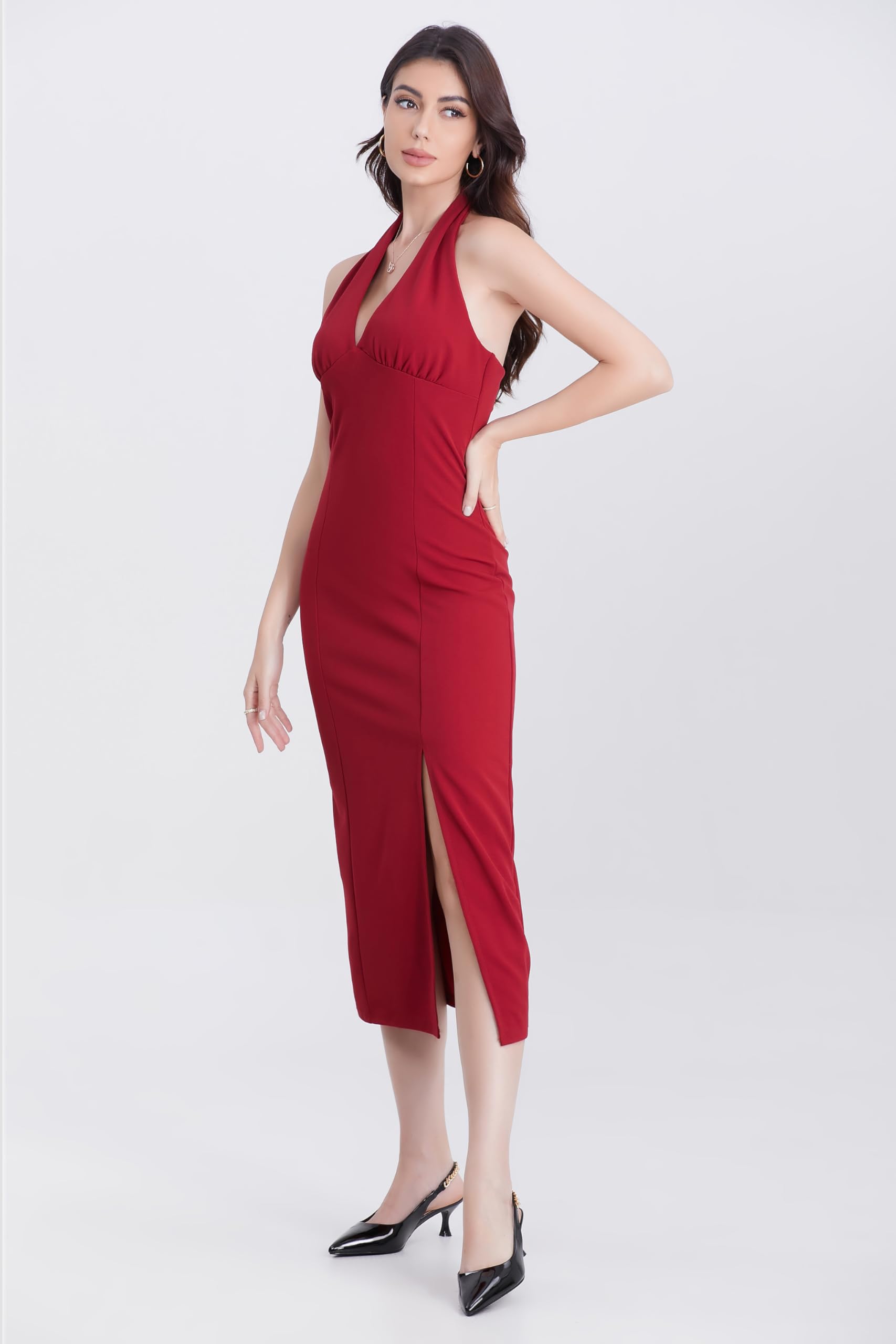 iiimmu Women's Stiletto Heels Closed Pointed Toe 4 in Heels for Women Patent Leather Pumps with Chain Wedding Party Dress Prom Heels Slingback Pumps