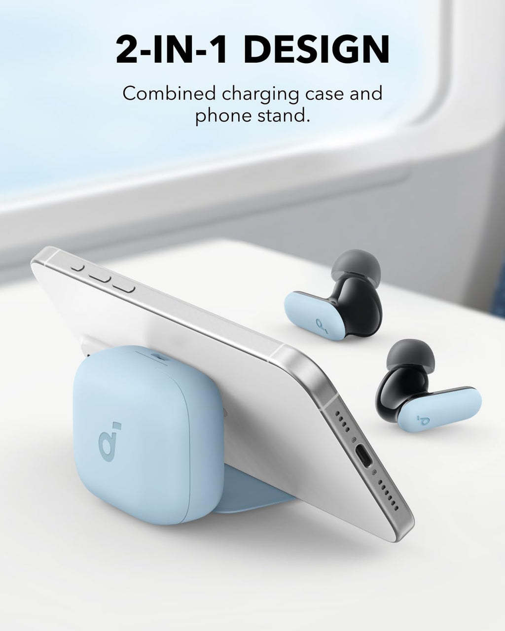 Soundcore P30i by Anker Noise Cancelling Earbuds, Strong and Smart Noise Cancelling, Powerful Bass, 45H Playtime, 2-in-1 Case and Phone Stand, IP54, Wireless Earbuds, Bluetooth 5.4 (Blue)