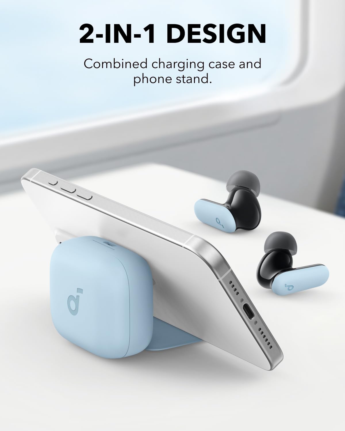 Soundcore P30i by Anker Noise Cancelling Earbuds, Strong and Smart Noise Cancelling, Powerful Bass, 45H Playtime, 2-in-1 Case and Phone Stand, IP54, Wireless Earbuds, Bluetooth 5.4 (Blue)