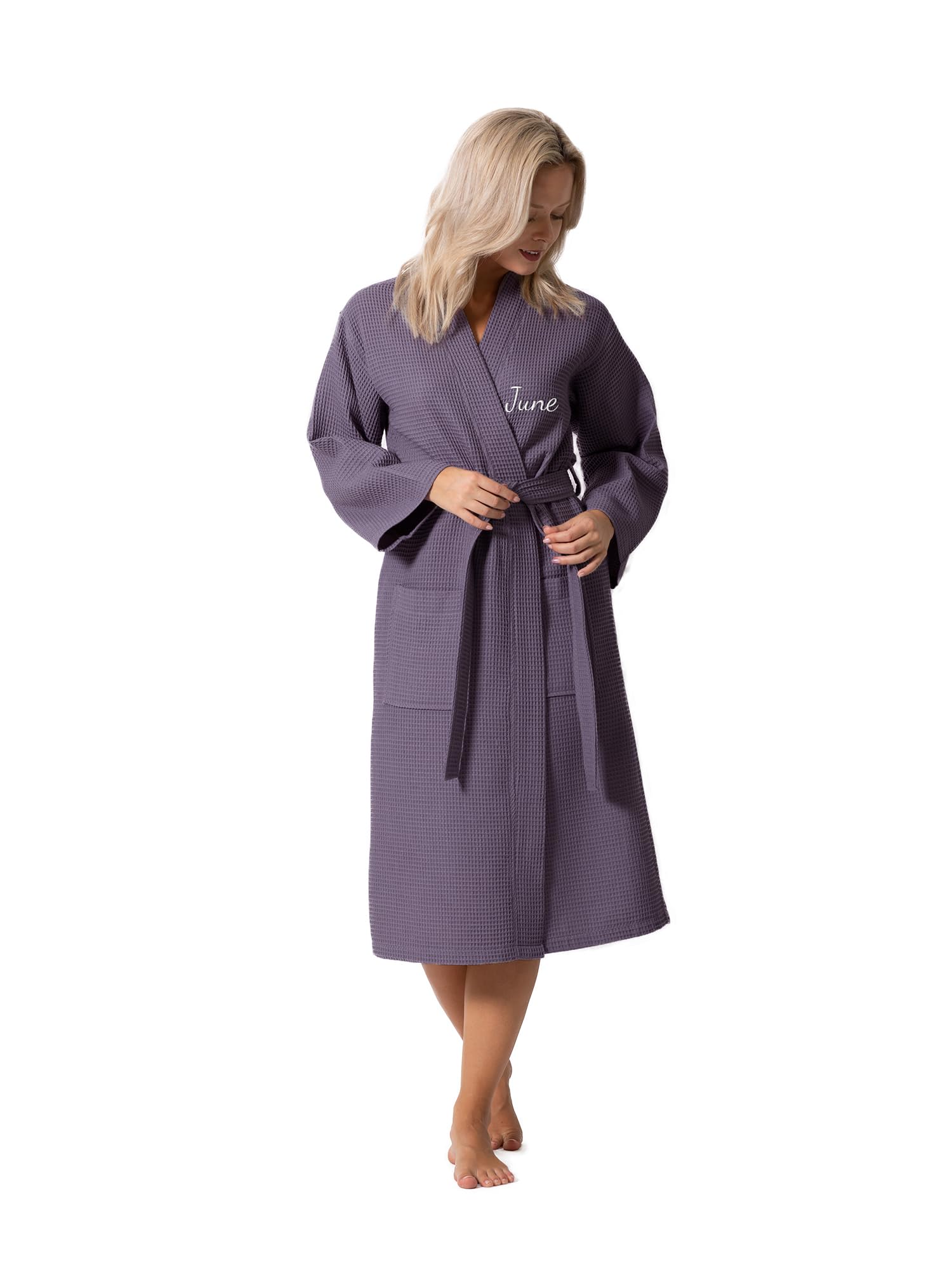 Turkish Linen Waffle Knit Lightweight Kimono Spa & Bath Robes for Women - Quick Dry - Soft