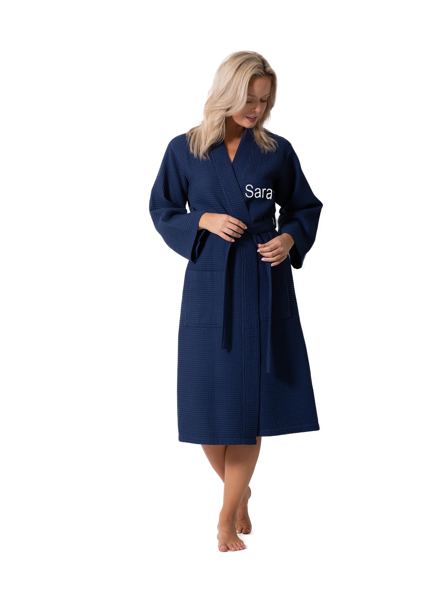 Turkish Linen Waffle Knit Lightweight Kimono Spa & Bath Robes for Women - Quick Dry - Soft