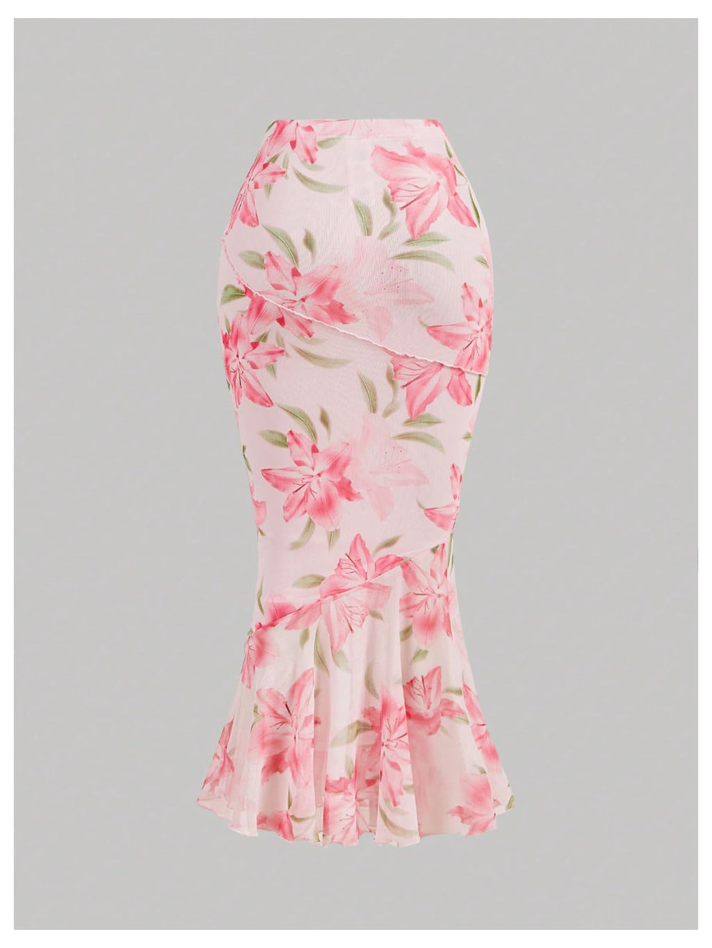 Milumia Women's Summer Floral Long Skirt High Waisted Fishtail Bodycon Maxi Skirts