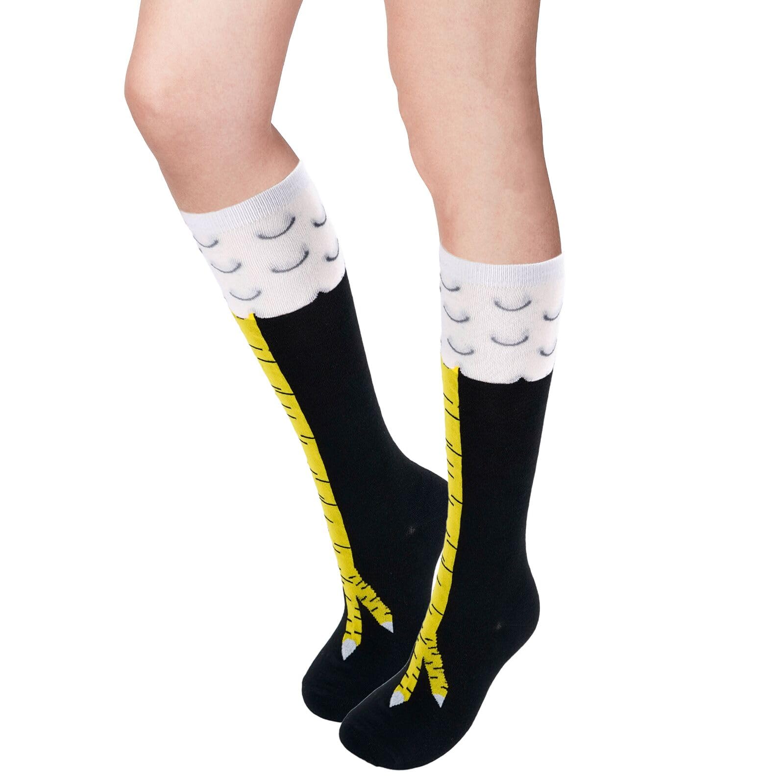 Nackiy Crazy Funny Chicken Feet Socks for Women Men, 3D Novelty Gag Gift Stocking Stuffers, White Elephant Gifts for Adults