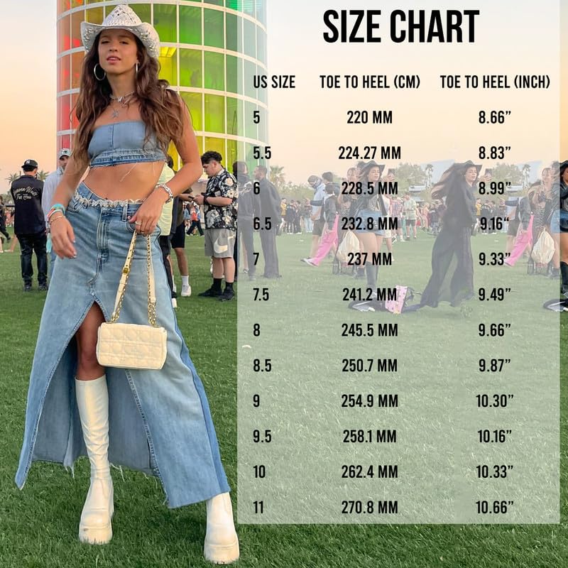 AMINUGAL Womens Elastic Knee High Platform Chunky Block High Heel Sock Boots Zipper Round Toe Fashion Motorcycle Combat Punk Boots For Women