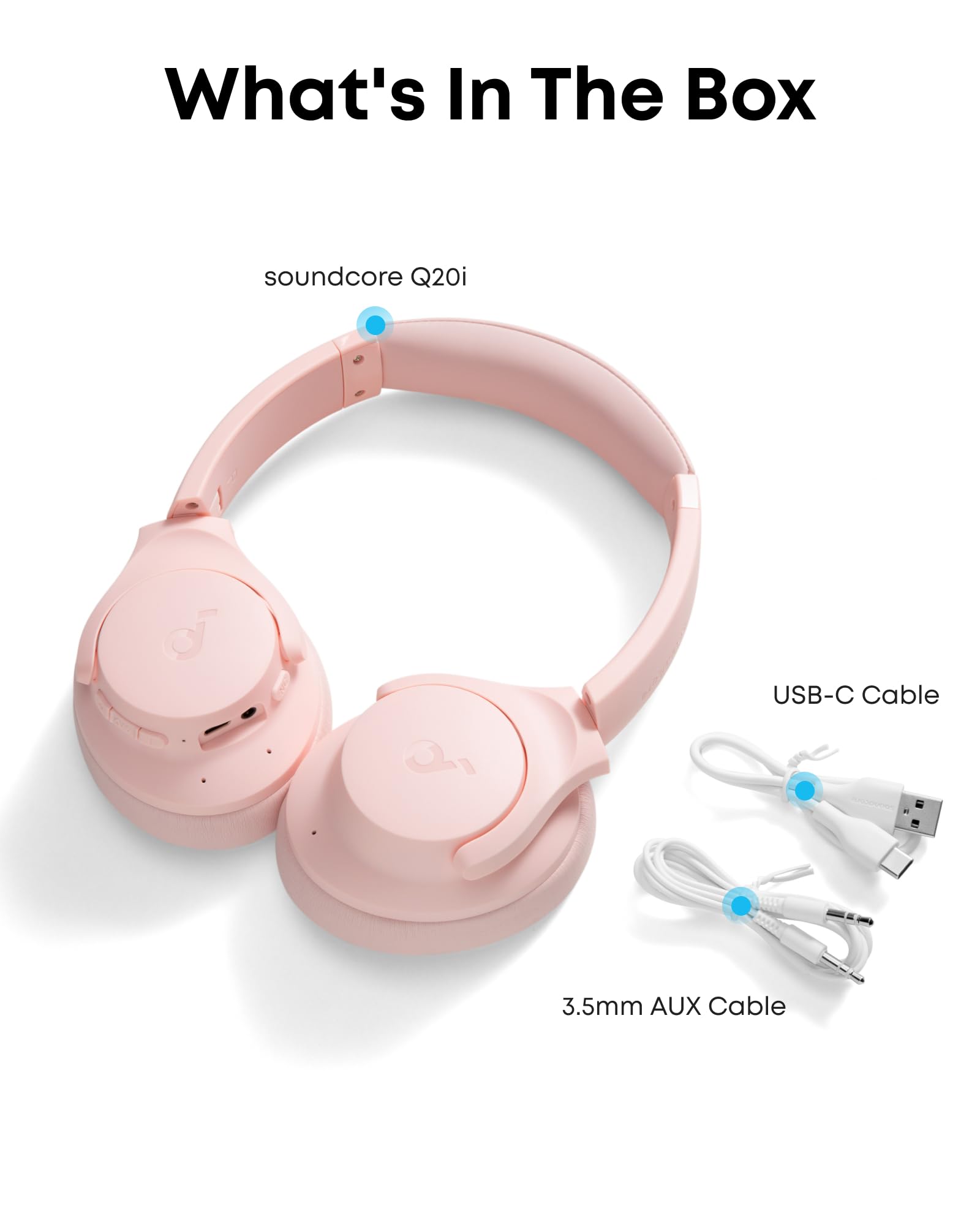 Soundcore by Anker Q20i Hybrid Active Noise Cancelling Headphones, Wireless Over-Ear Bluetooth, 40H Long ANC Playtime, Hi-Res Audio, Big Bass, Customize via an App, Transparency Mode (White)