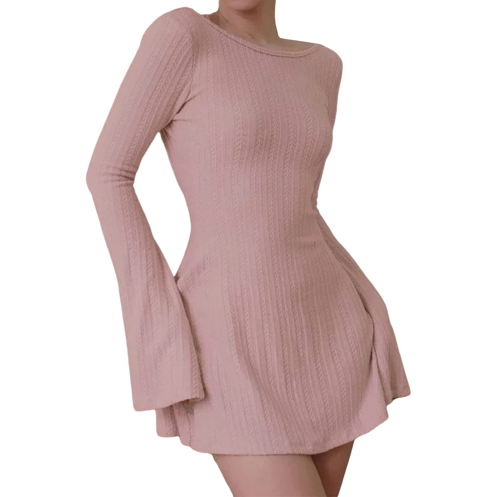 SOLILOQUY Women Gothic Dress Punk Off Shoulder Striped Knit Dress Y2k Fairy Grunge Dress Halloween Dark Academia Clothes