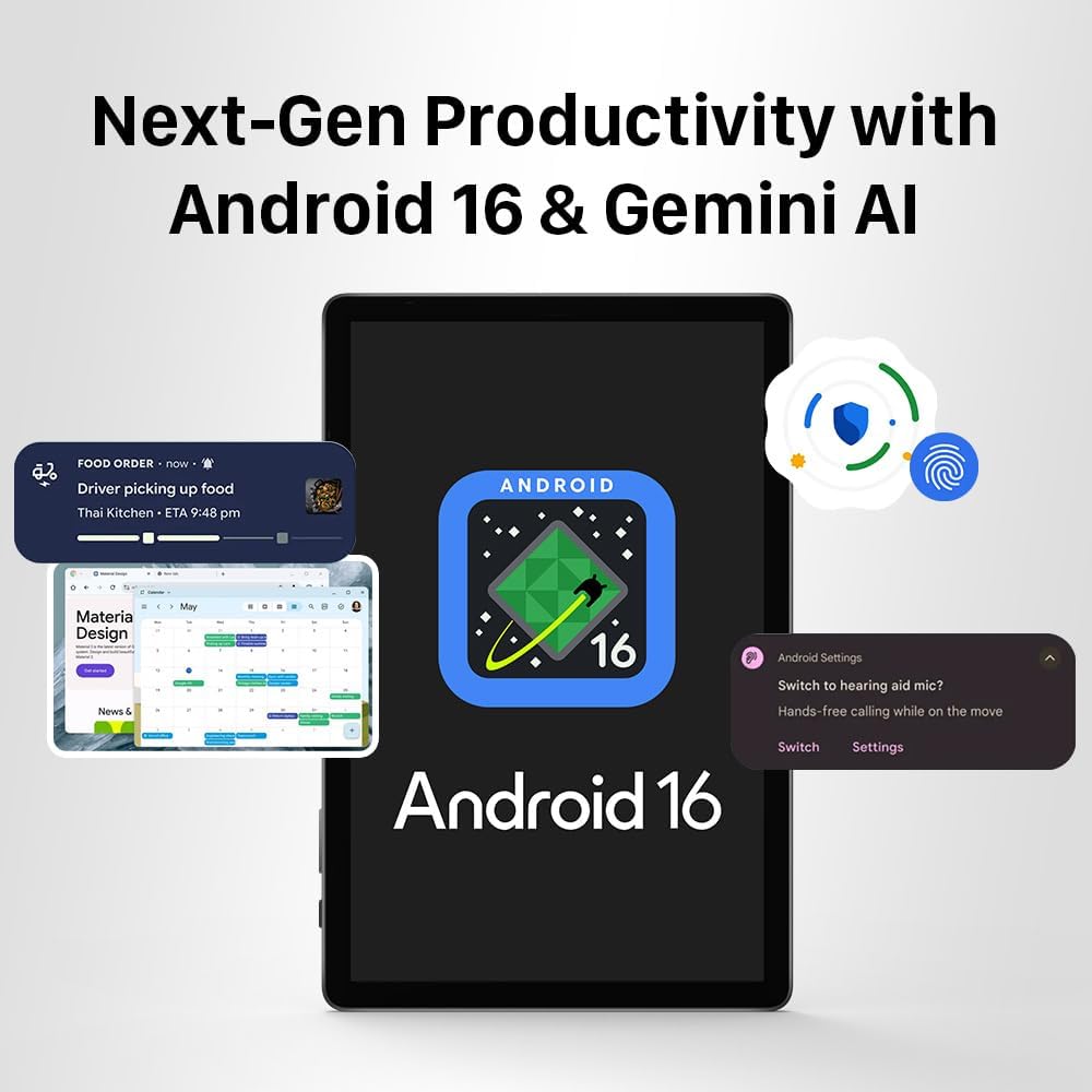 11" Tablet, 2025 Android 16 with Octa-core Processor, 8GB RAM+128GB ROM(1TB Expandtion), 7000mAh Battery, HD IPS Large tableta,WiFi 6&BT5.0, Support GMS (Case not Included)