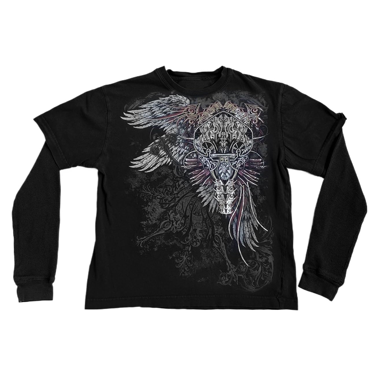 Goth Shirt Gothic Shirt Fake Two-Piece Alternative Clothing Goth Long Sleeve Top Grunge Clothes