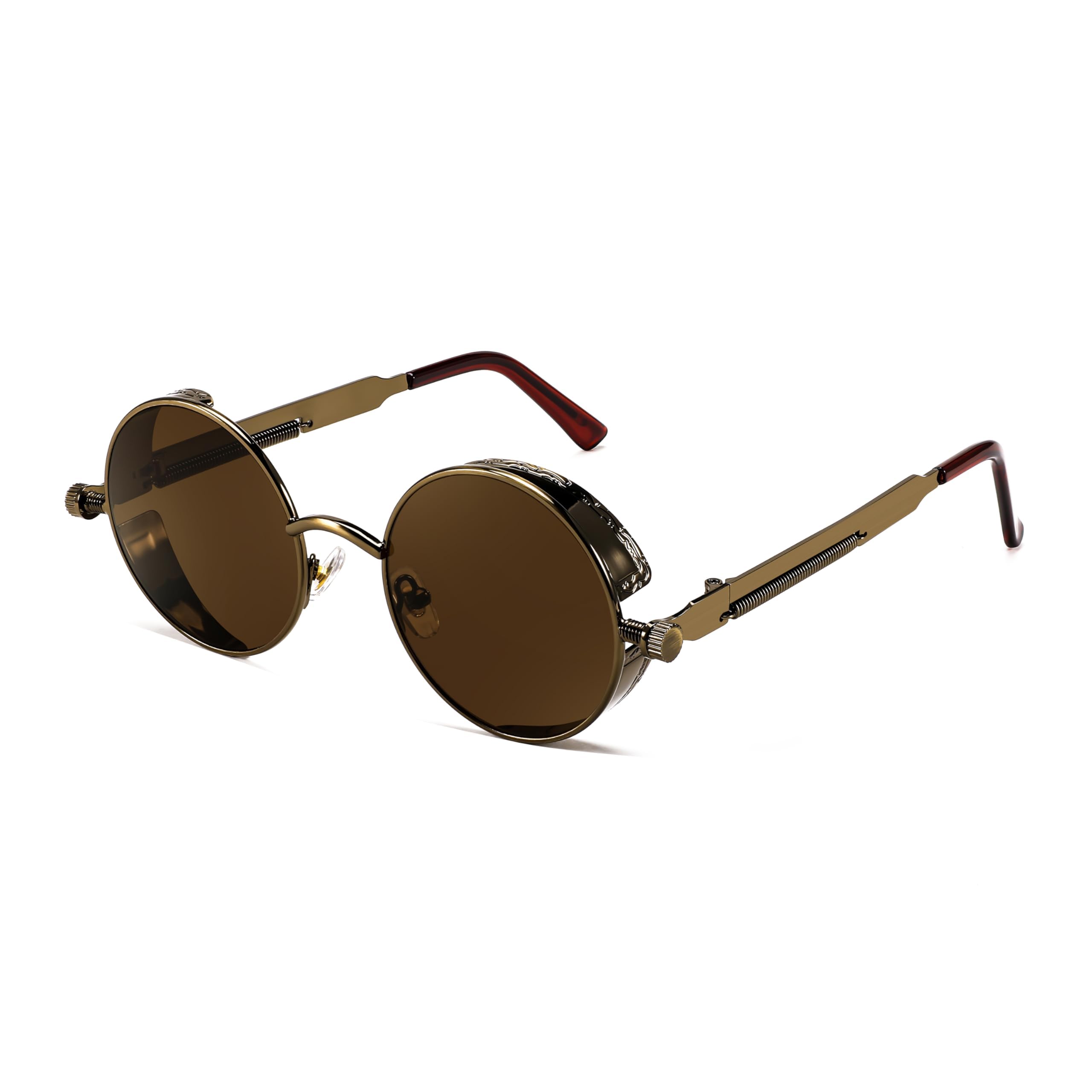 FEISEDY Retro Gothic Steampunk Sunglasses Round Metal Frame Punk Circle Inspired Shade Men B1857