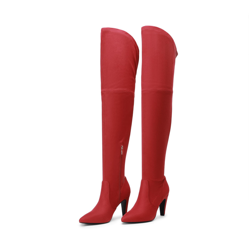 DREAM PAIRS Women's Thigh High Boots Over The Knee Heels Long Sexy Pointed Toe Boots