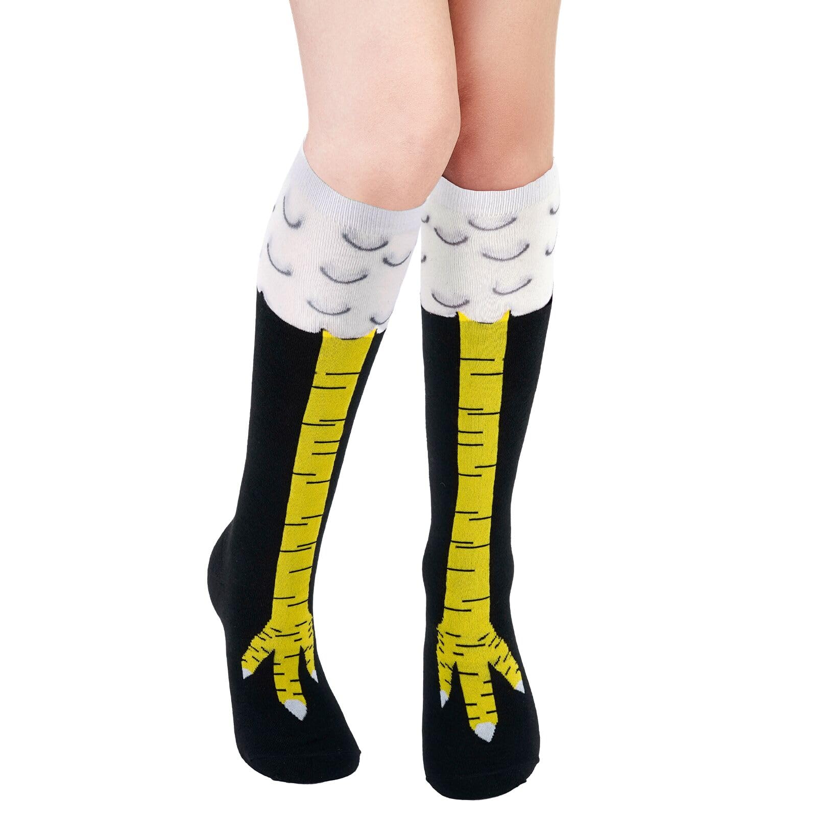 Nackiy Crazy Funny Chicken Feet Socks for Women Men, 3D Novelty Gag Gift Stocking Stuffers, White Elephant Gifts for Adults
