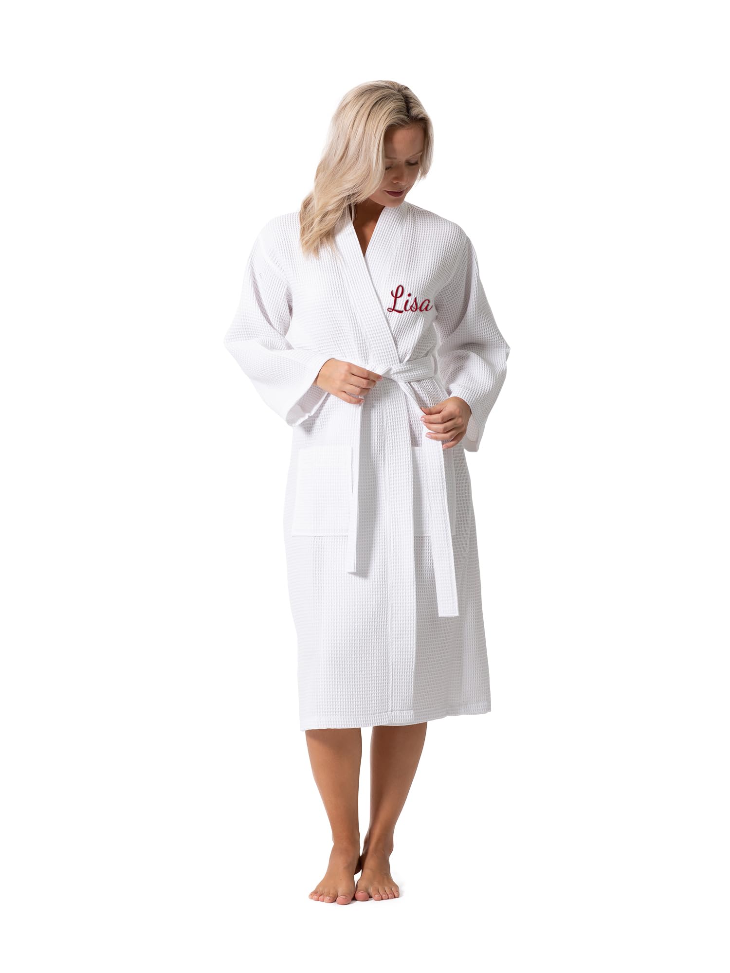 Turkish Linen Waffle Knit Lightweight Kimono Spa & Bath Robes for Women - Quick Dry - Soft