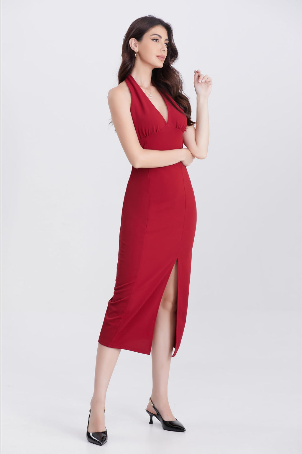 iiimmu Women's Stiletto Heels Closed Pointed Toe 4 in Heels for Women Patent Leather Pumps with Chain Wedding Party Dress Prom Heels Slingback Pumps