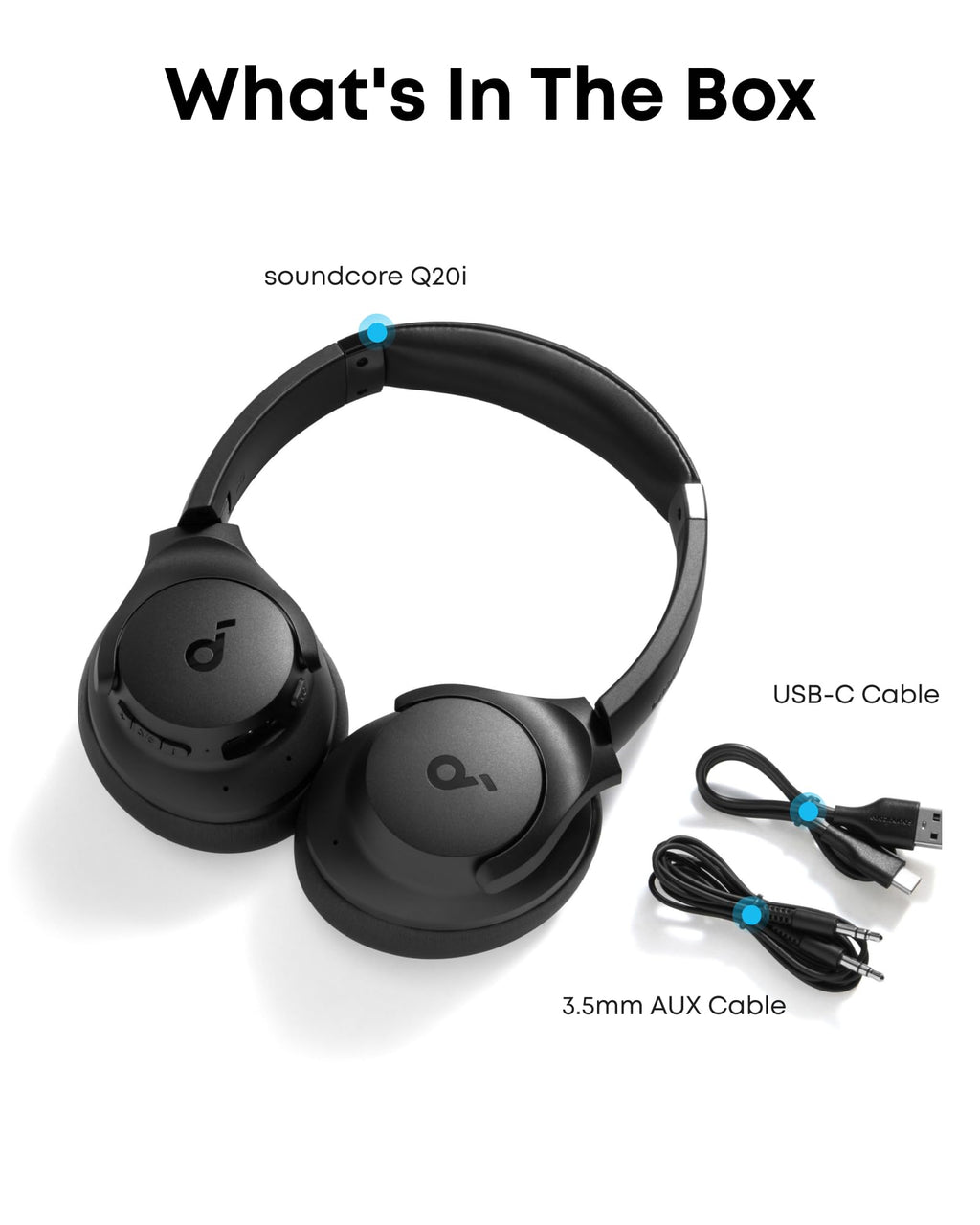 Soundcore by Anker Q20i Hybrid Active Noise Cancelling Headphones, Wireless Over-Ear Bluetooth, 40H Long ANC Playtime, Hi-Res Audio, Big Bass, Customize via an App, Transparency Mode (White)