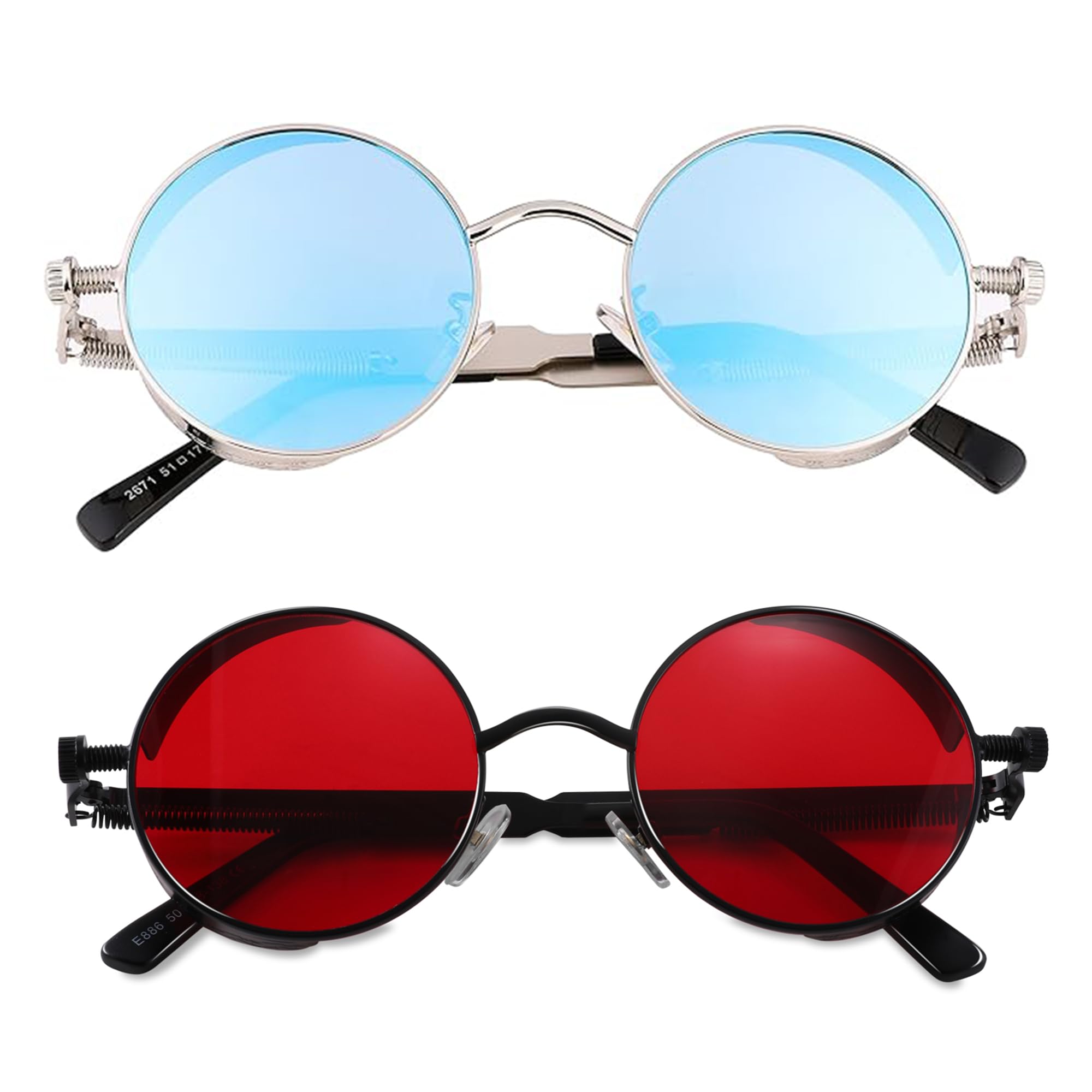 FEISEDY Retro Gothic Steampunk Sunglasses Round Metal Frame Punk Circle Inspired Shade Men B1857