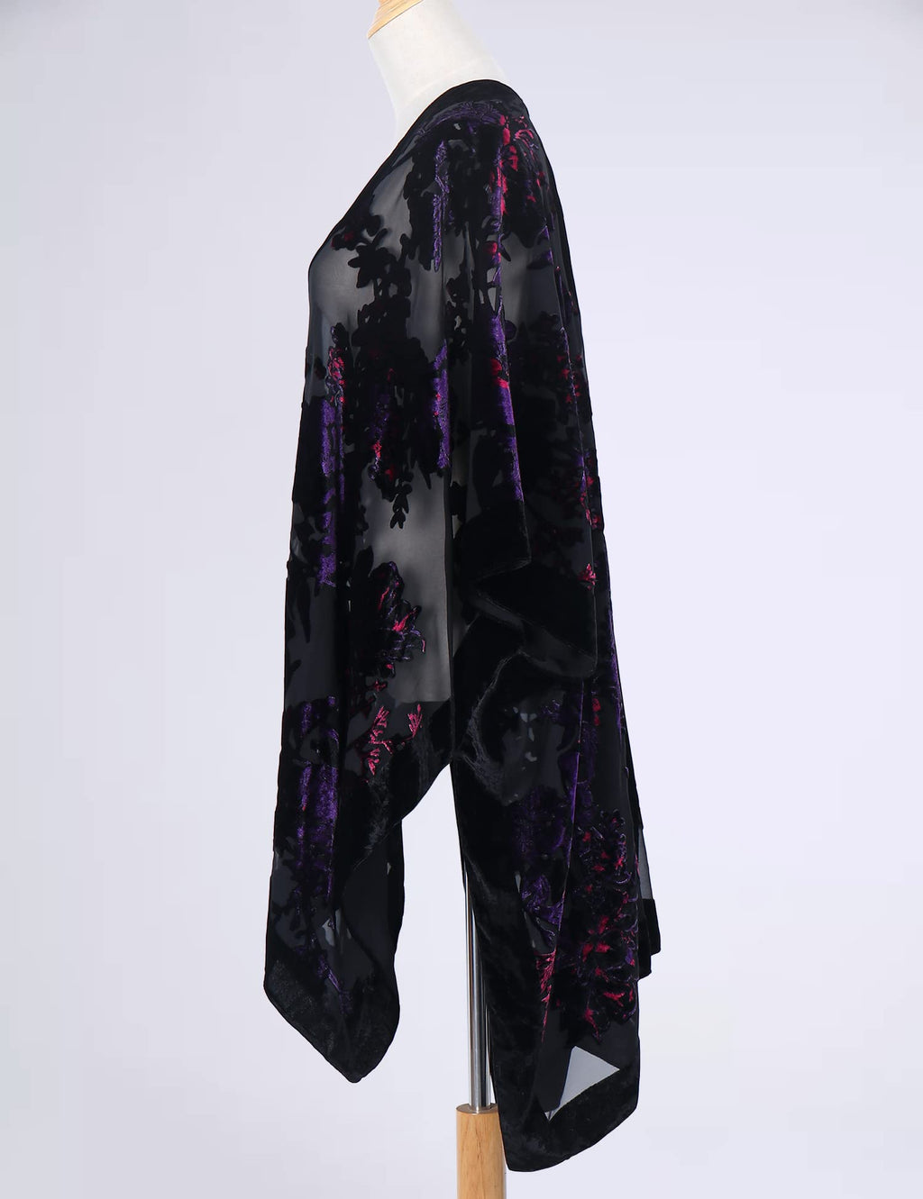 Women's Burnout Velvet Kimono Long Cardigan Cover Up Casual Outfit