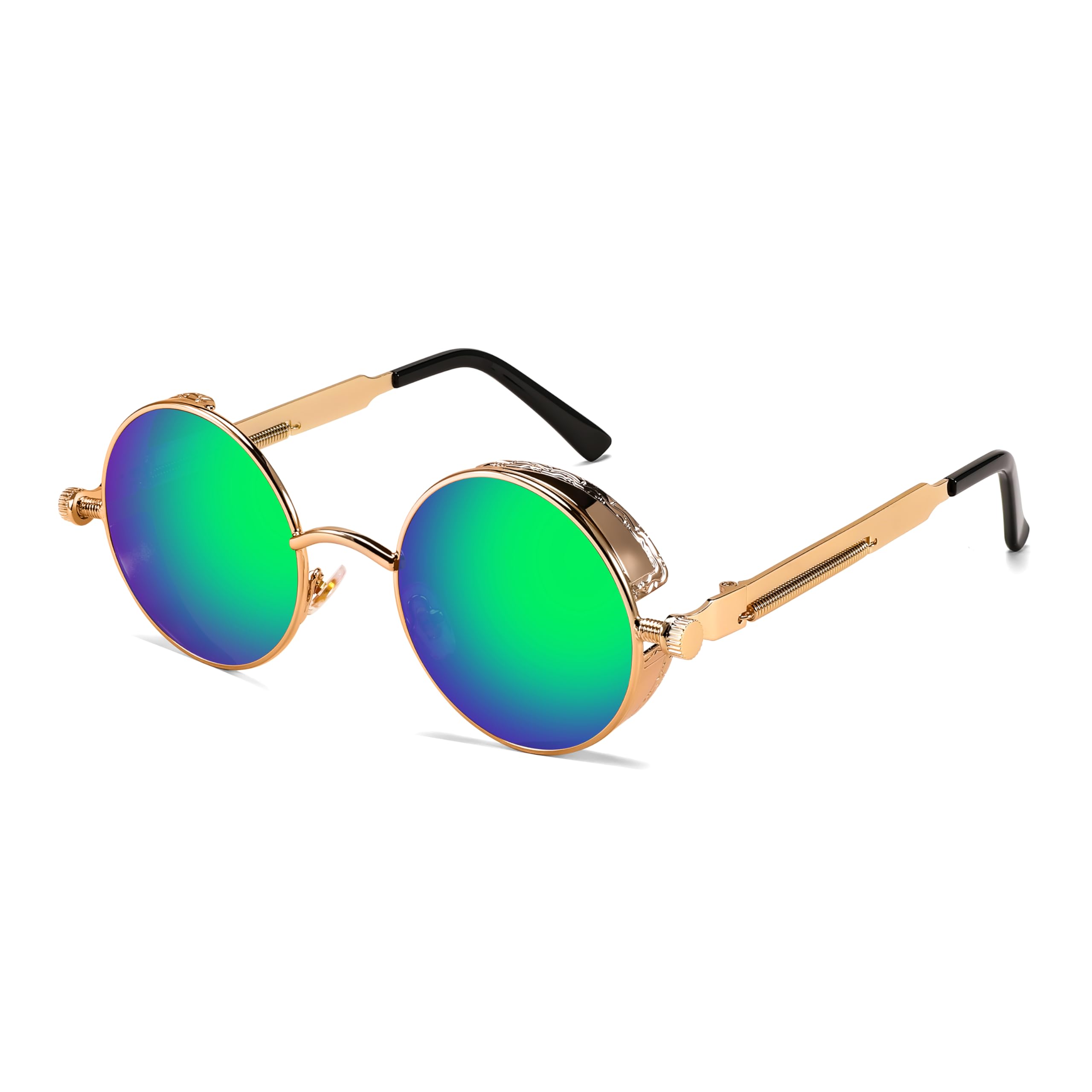 FEISEDY Retro Gothic Steampunk Sunglasses Round Metal Frame Punk Circle Inspired Shade Men B1857