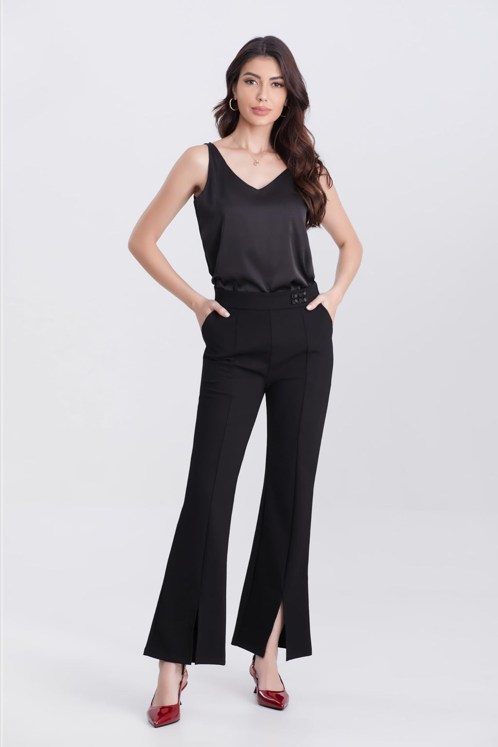 iiimmu Women's Stiletto Heels Closed Pointed Toe 4 in Heels for Women Patent Leather Pumps with Chain Wedding Party Dress Prom Heels Slingback Pumps