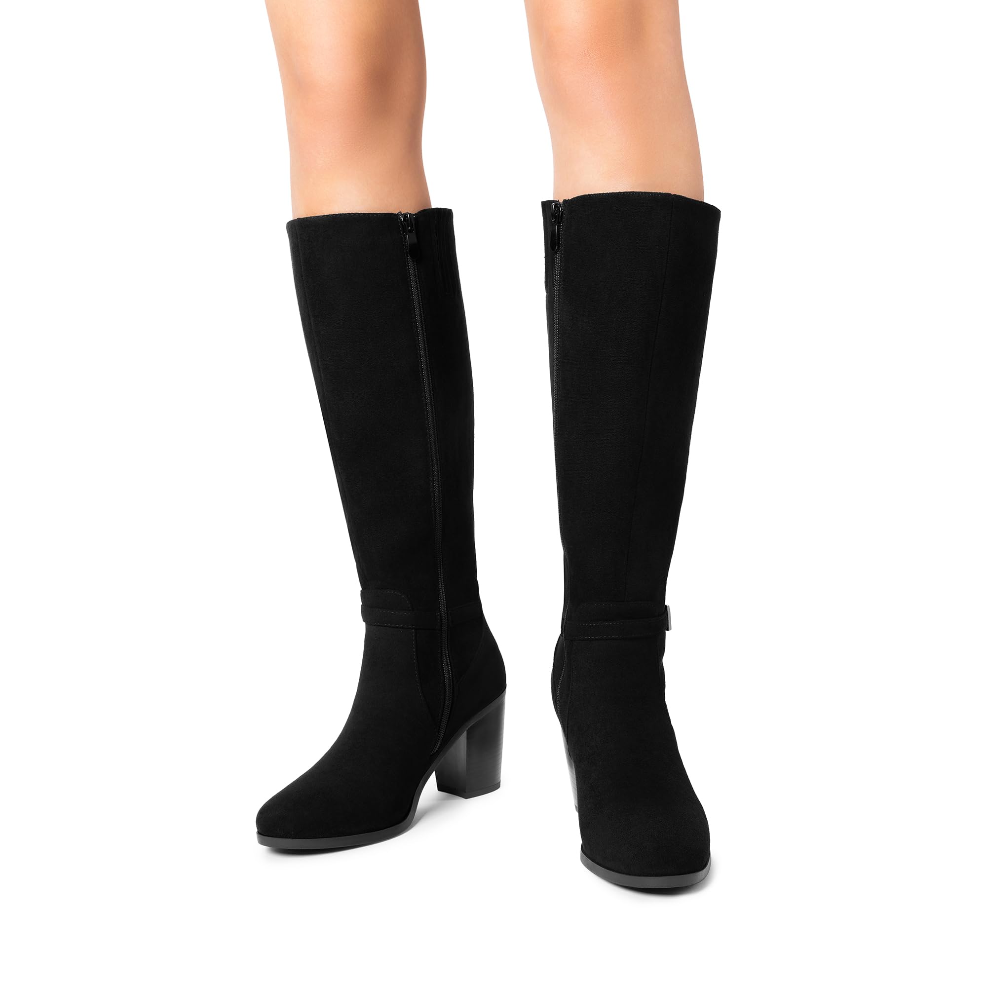 DREAM PAIRS Women's Knee-High Boots Comfortable Chunky Block Heel Side Zipper