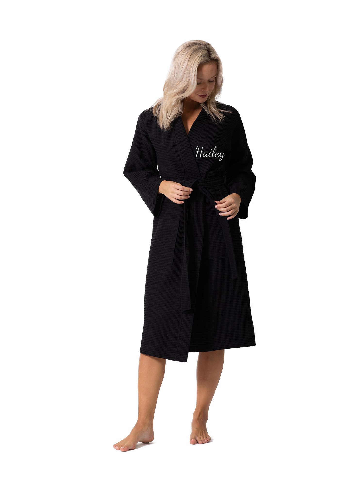 Turkish Linen Waffle Knit Lightweight Kimono Spa & Bath Robes for Women - Quick Dry - Soft