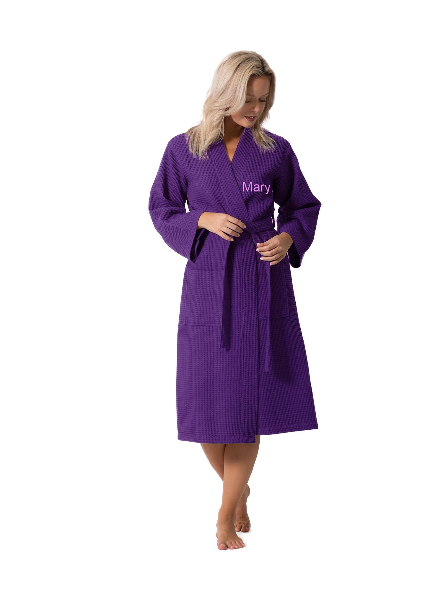 Turkish Linen Waffle Knit Lightweight Kimono Spa & Bath Robes for Women - Quick Dry - Soft