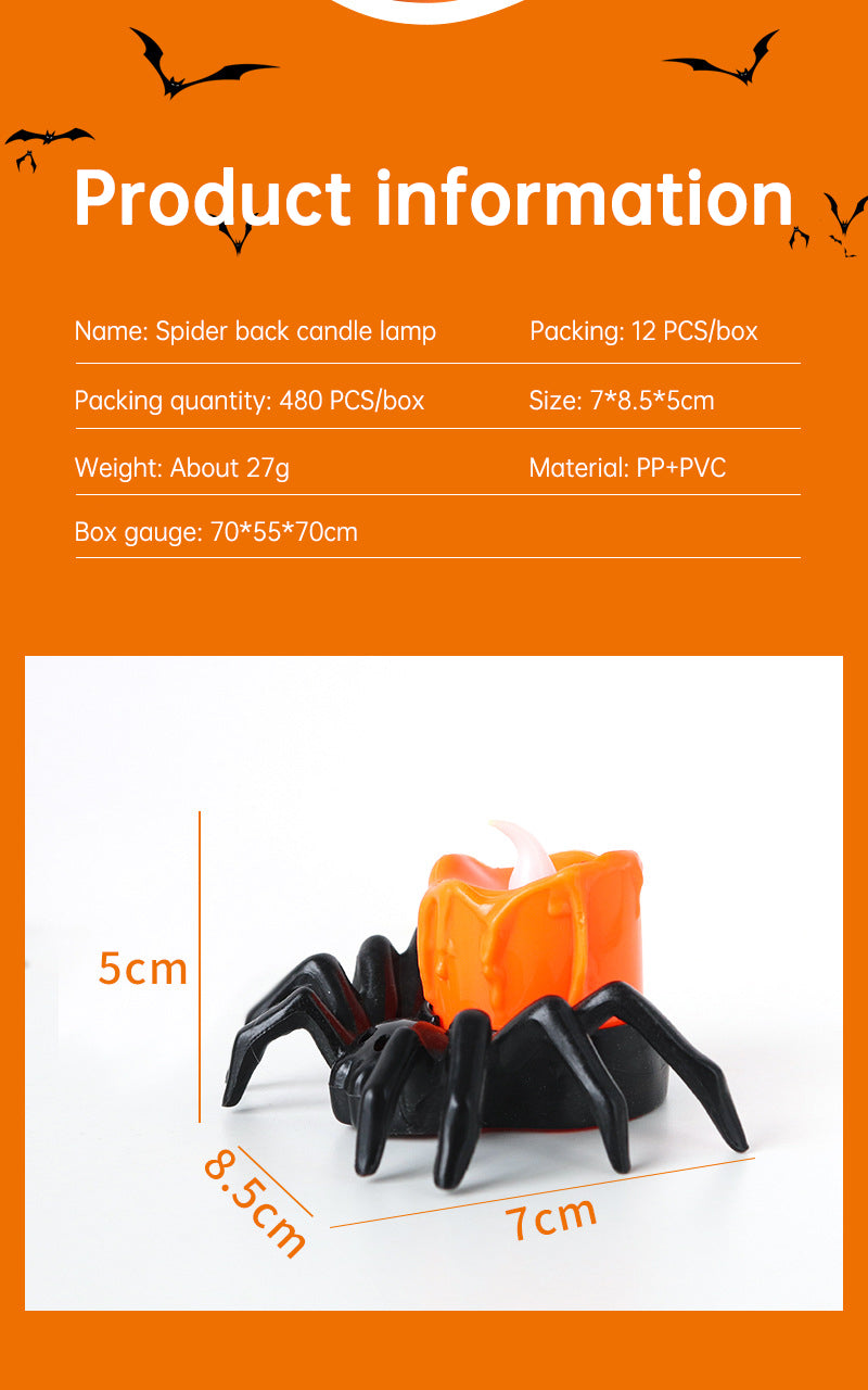 Halloween Pumpkin Lantern Atmosphere Decoration Props LED Electronic Candle Lamp Luminous Spider Night Lamp Decoration