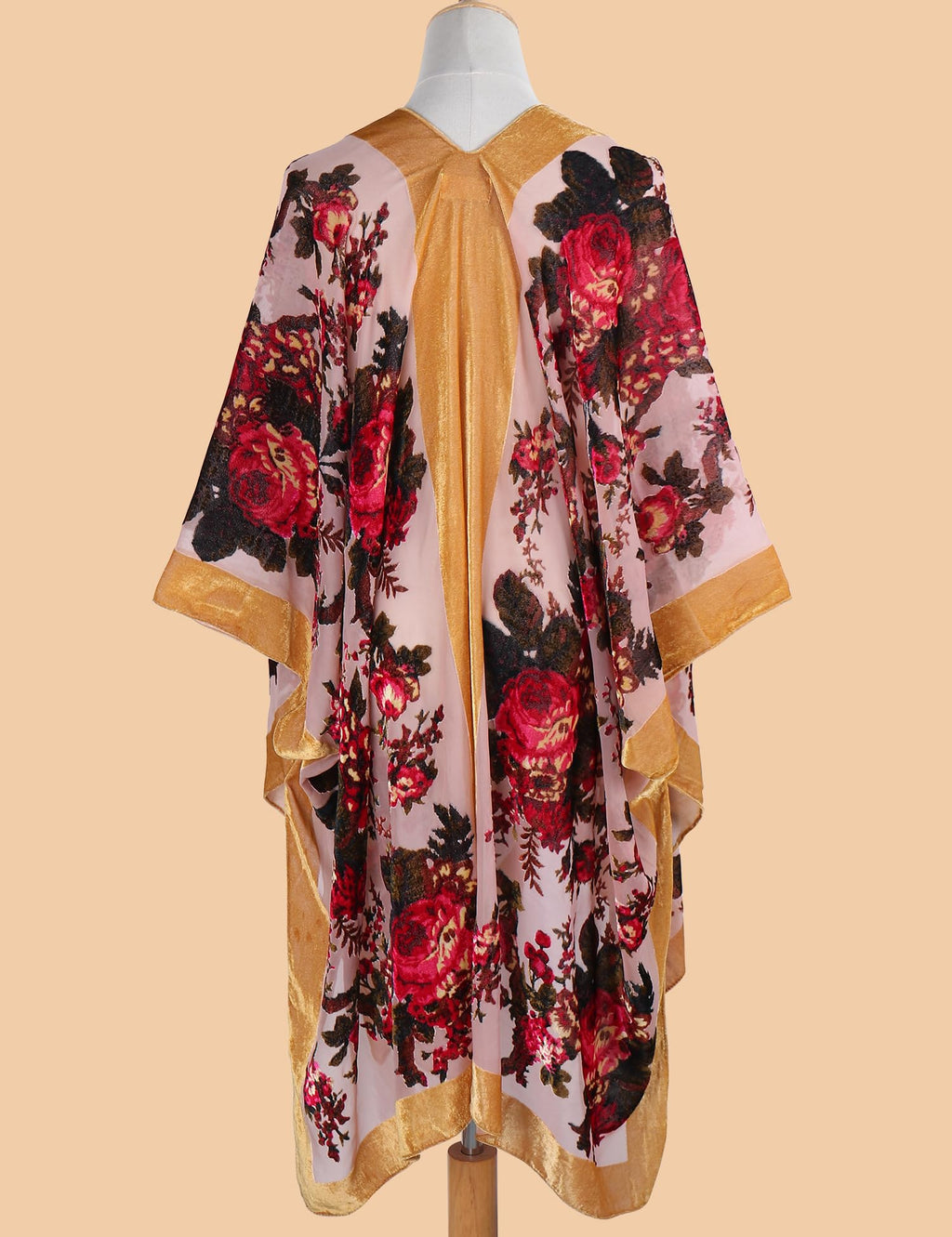 Women's Burnout Velvet Kimono Long Cardigan Cover Up Casual Outfit