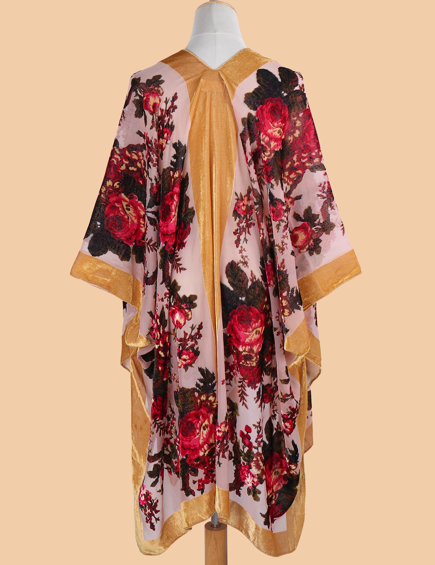 Women's Burnout Velvet Kimono Long Cardigan Cover Up Casual Outfit