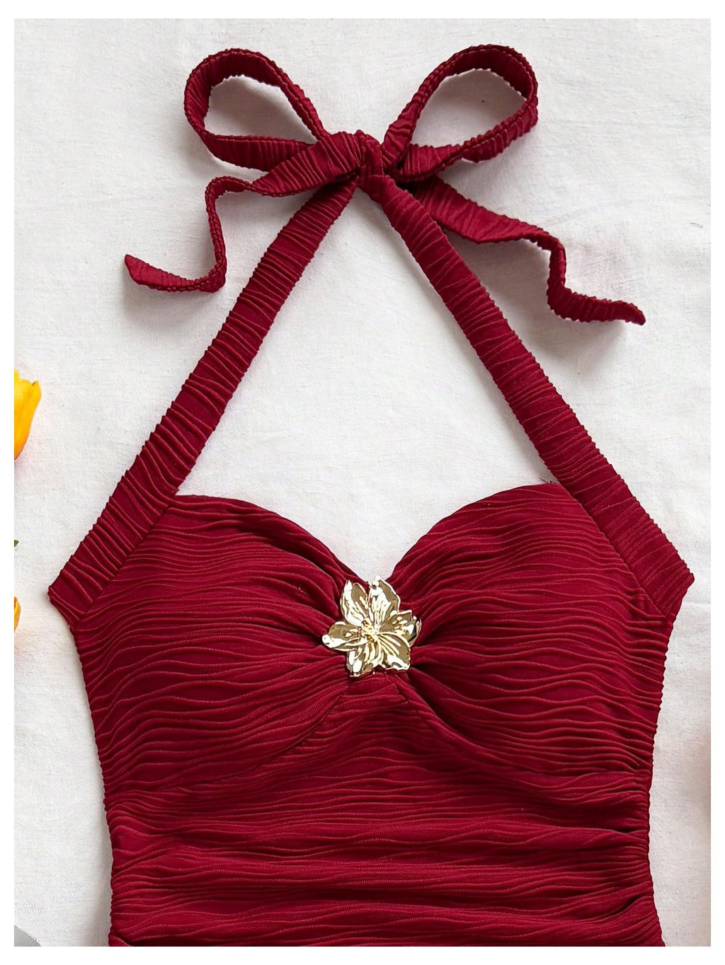 SOLY HUX Women's V Neck Halter Tops Open Back Y2k Ruched Floral Metal Summer Going Out Cami Tops