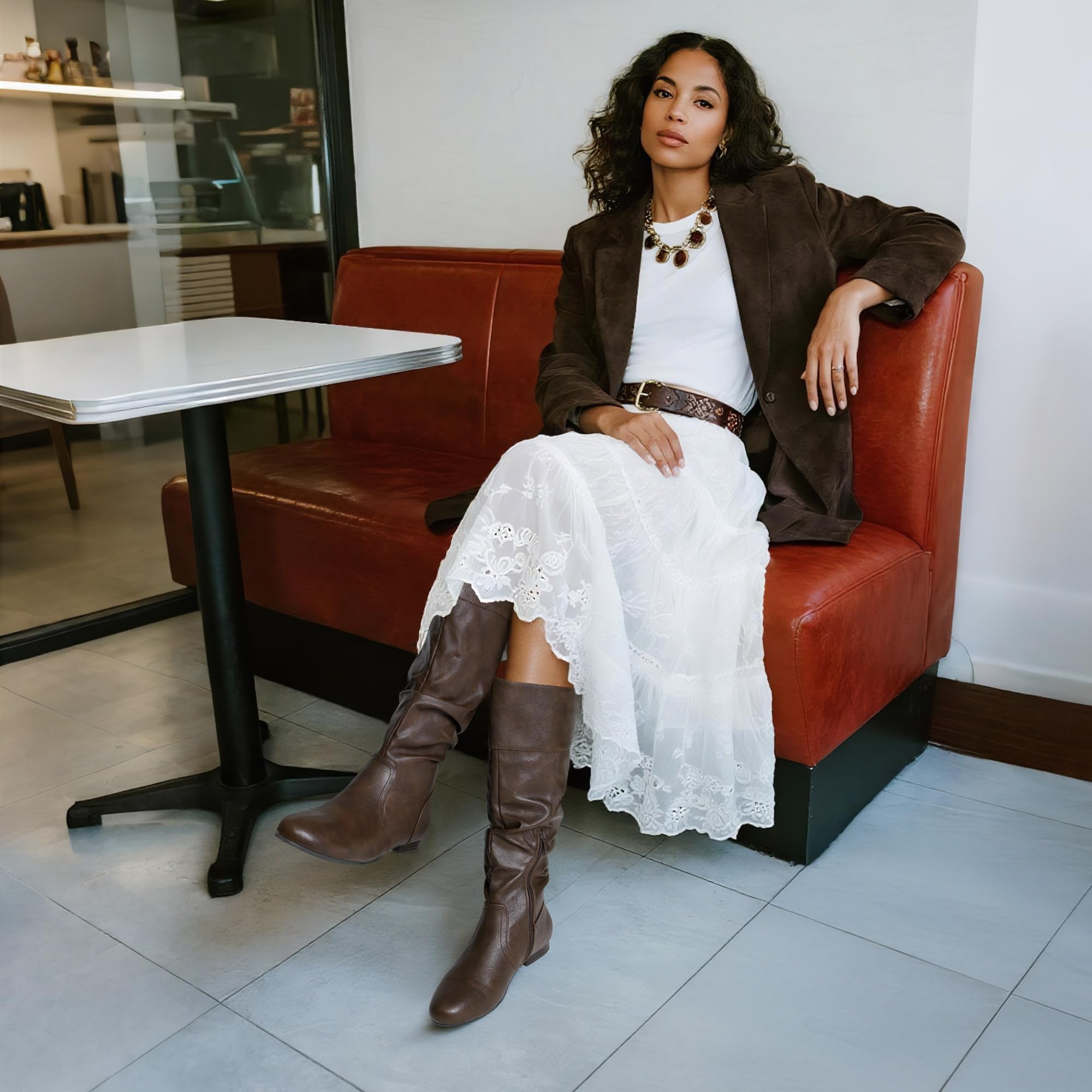 DREAM PAIRS Women's Knee High Pull On Fall Weather Winter Boots