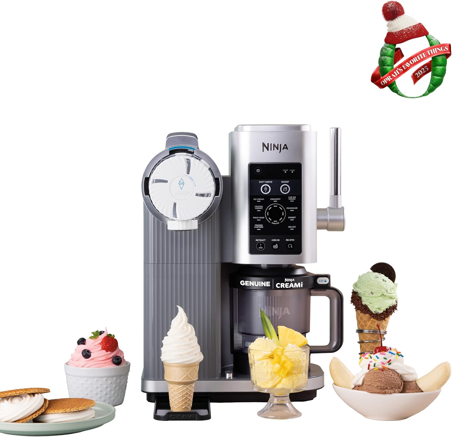 Ninja CREAMi Scoop & Swirl Ice Cream and Soft Serve Maker, Sorbet, Milkshake, Frozen Yogurt, Low Calories Program & More, 13-in-1, Soft Serve Handle & (2) CREAMi 2-in-1 16oz Pints, NC701